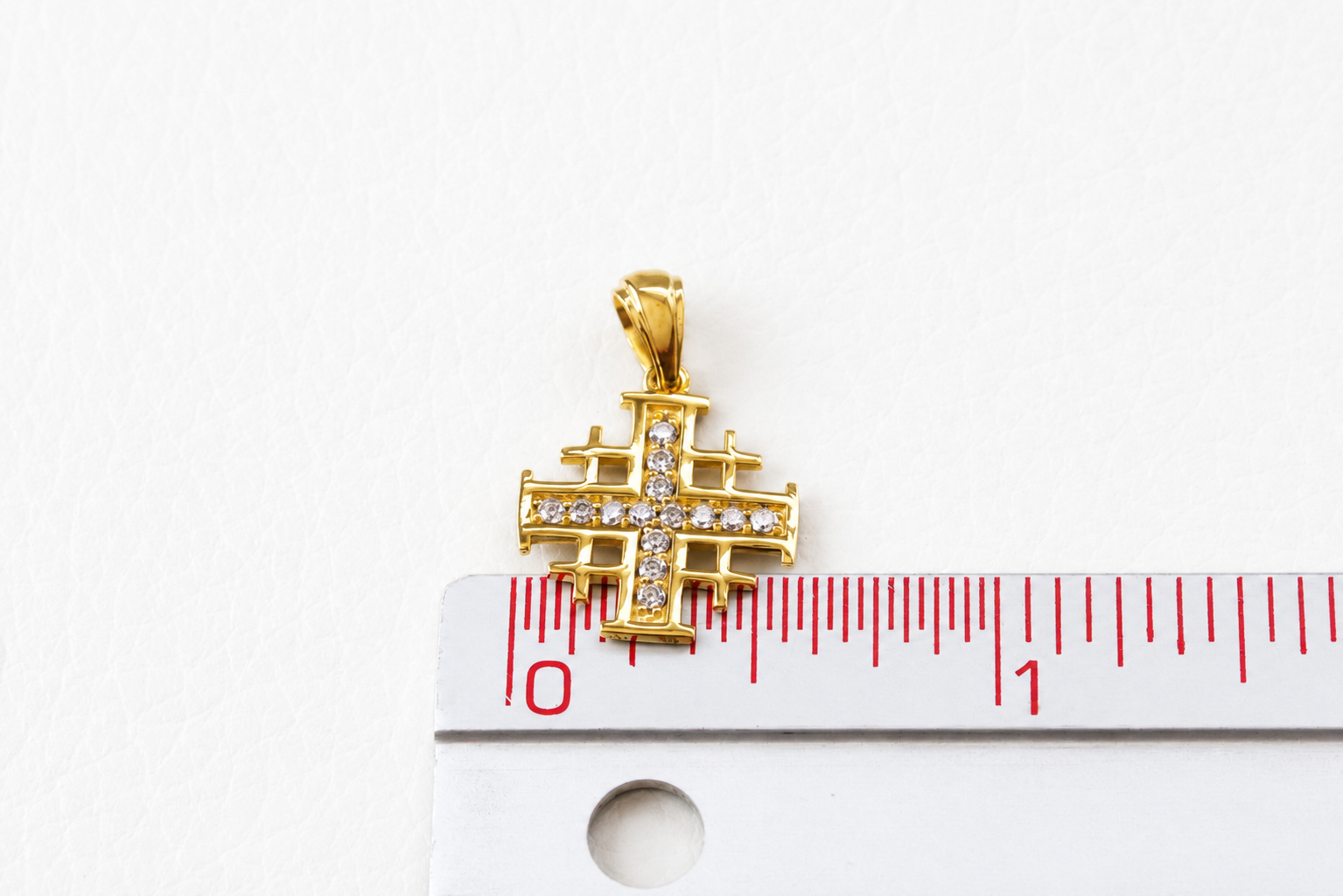Jerusalem Cross Pendant in 925 Sterling Silver with 4 Micron Gold Layer and Austrian Crystals