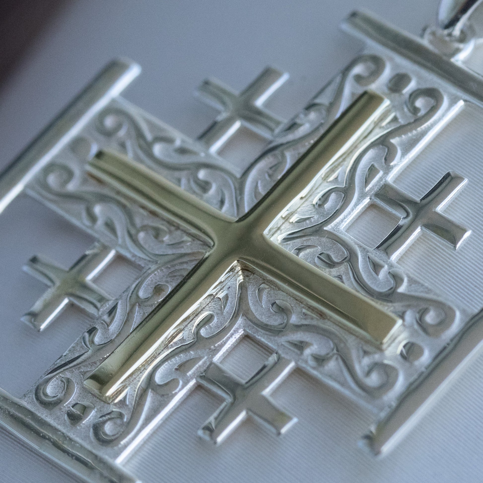 Jerusalem Cross Pendant | Holy Land Christian Jewelry Gift | 925 Silver & 14k Gold | 1.10 Inch Faith Symbol with Thick Box Chain