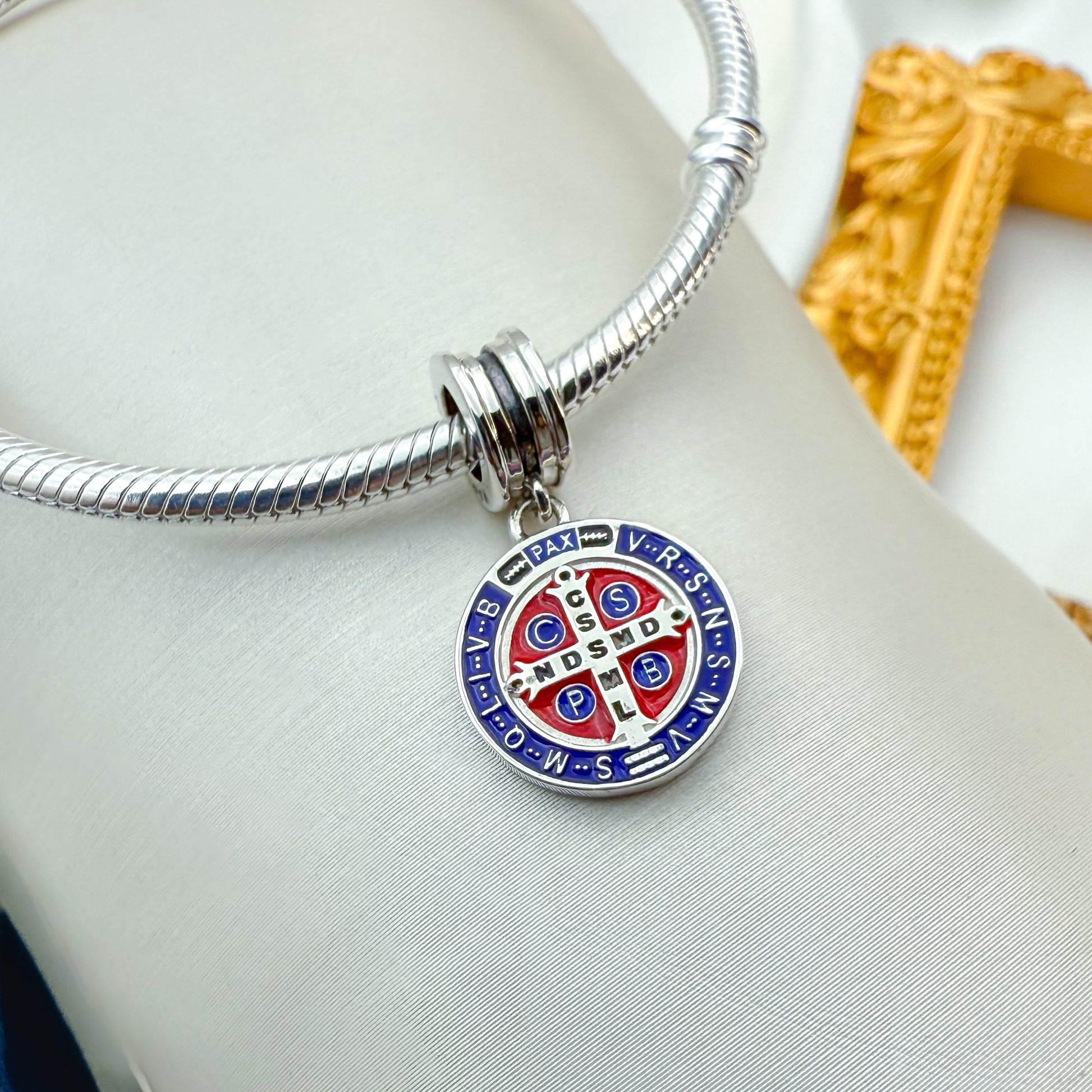 Saint Benedict Medal Charm Sterling Silver 925 Handmade in Jerusalem