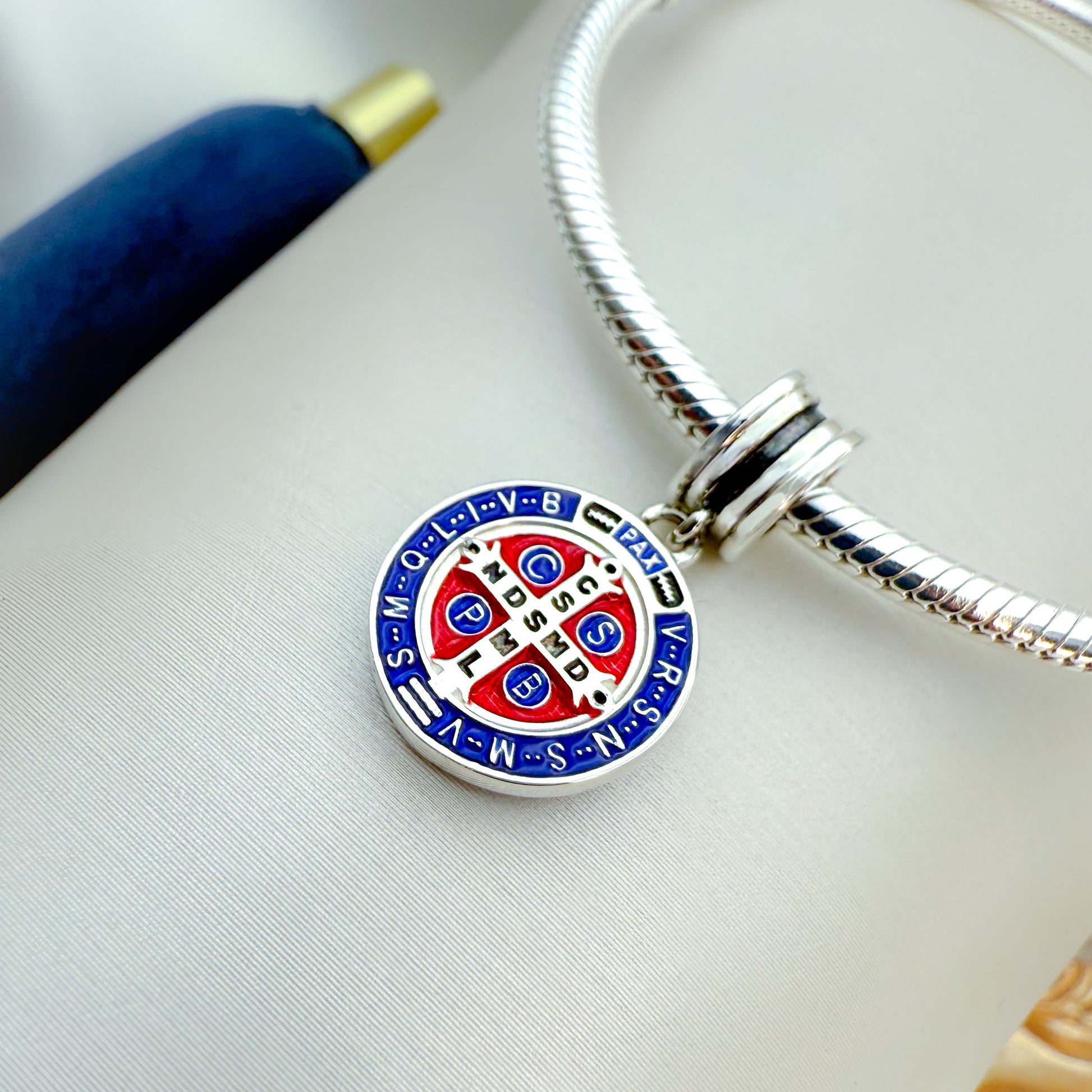 Saint Benedict Medal Charm Sterling Silver 925 Handmade in Jerusalem