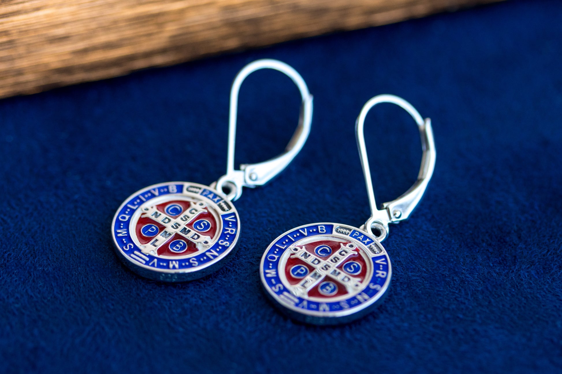 Saint Benedict Medal Earrings Sterling Silver 925 Handmade in Jerusalem