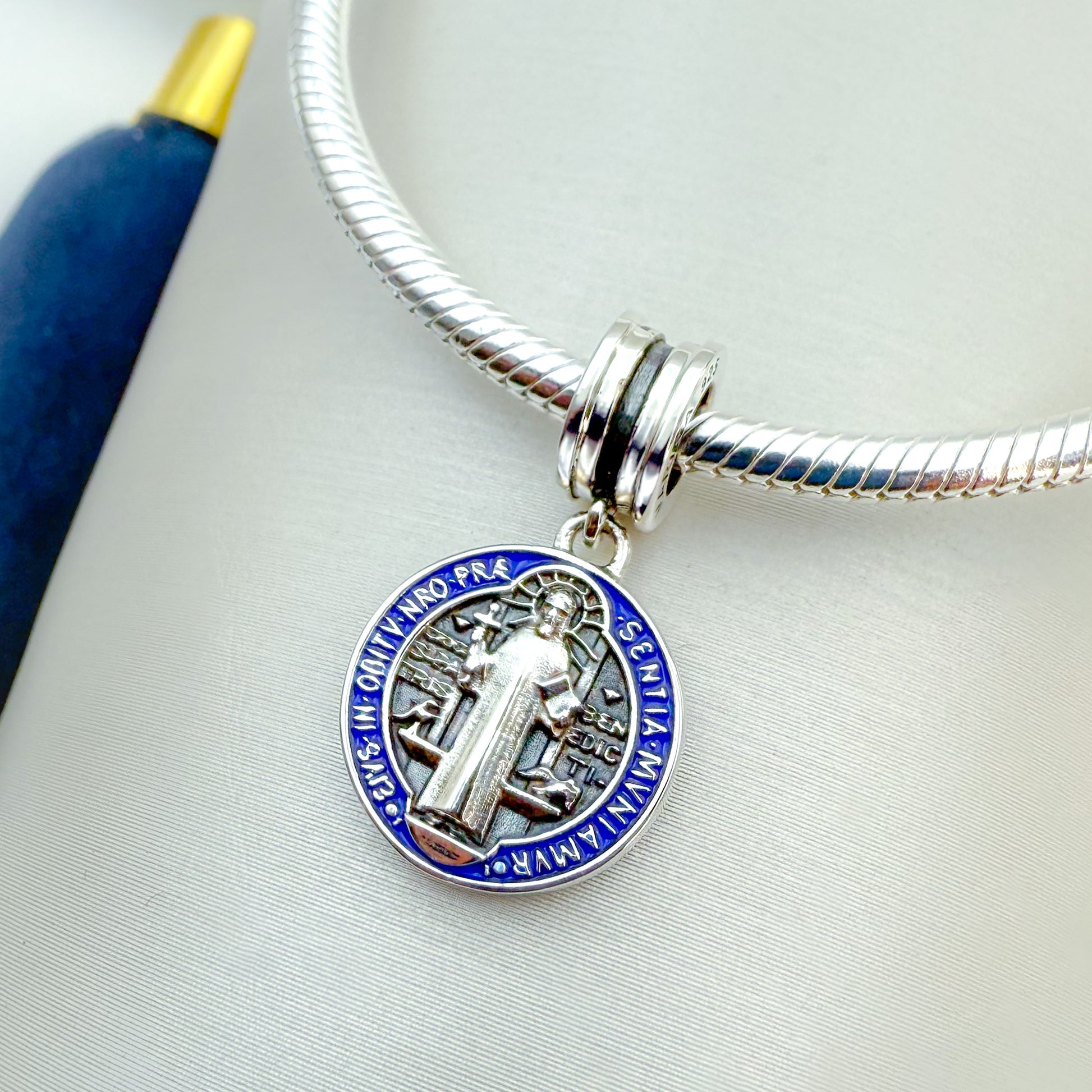 Saint Benedict Medal Charm Sterling Silver 925 Handmade in Jerusalem