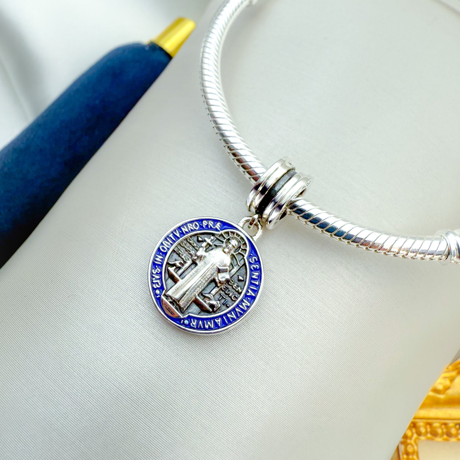 Saint Benedict Medal Charm Sterling Silver 925 Handmade in Jerusalem
