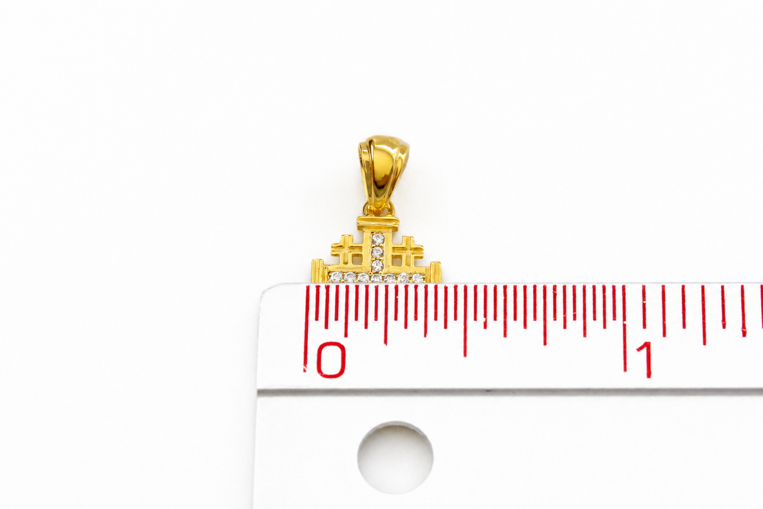 Jerusalem Cross Pendant in Gold Plated 925 Silver with Austrian Crystals