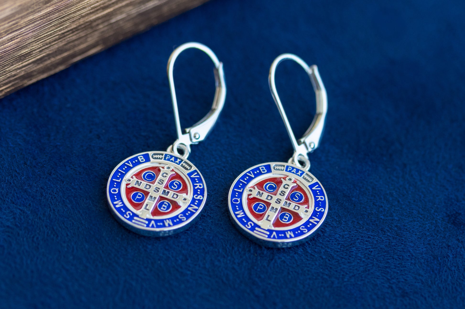 Saint Benedict Medal Earrings Sterling Silver 925 Handmade in Jerusalem