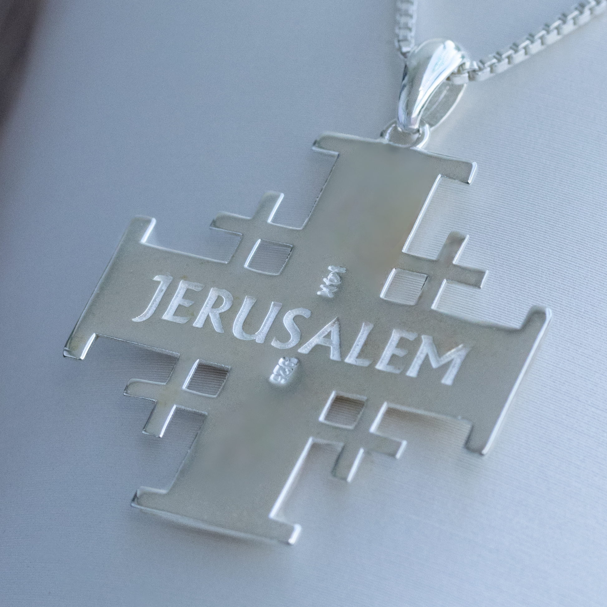 Jerusalem Cross Pendant | Holy Land Christian Jewelry Gift | 925 Silver & 14k Gold | 1.10 Inch Faith Symbol with Thick Box Chain