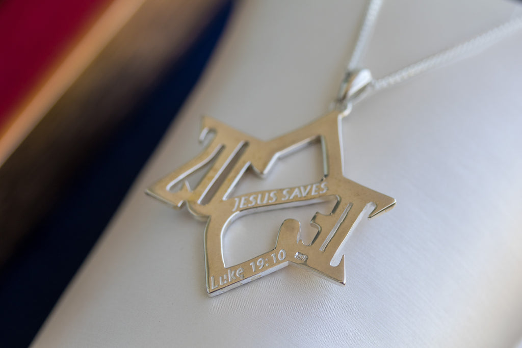 Jesus Star of David Ruby Pendant - Symbol of Salvation and Divine Love, Handcrafted in Jerusalem