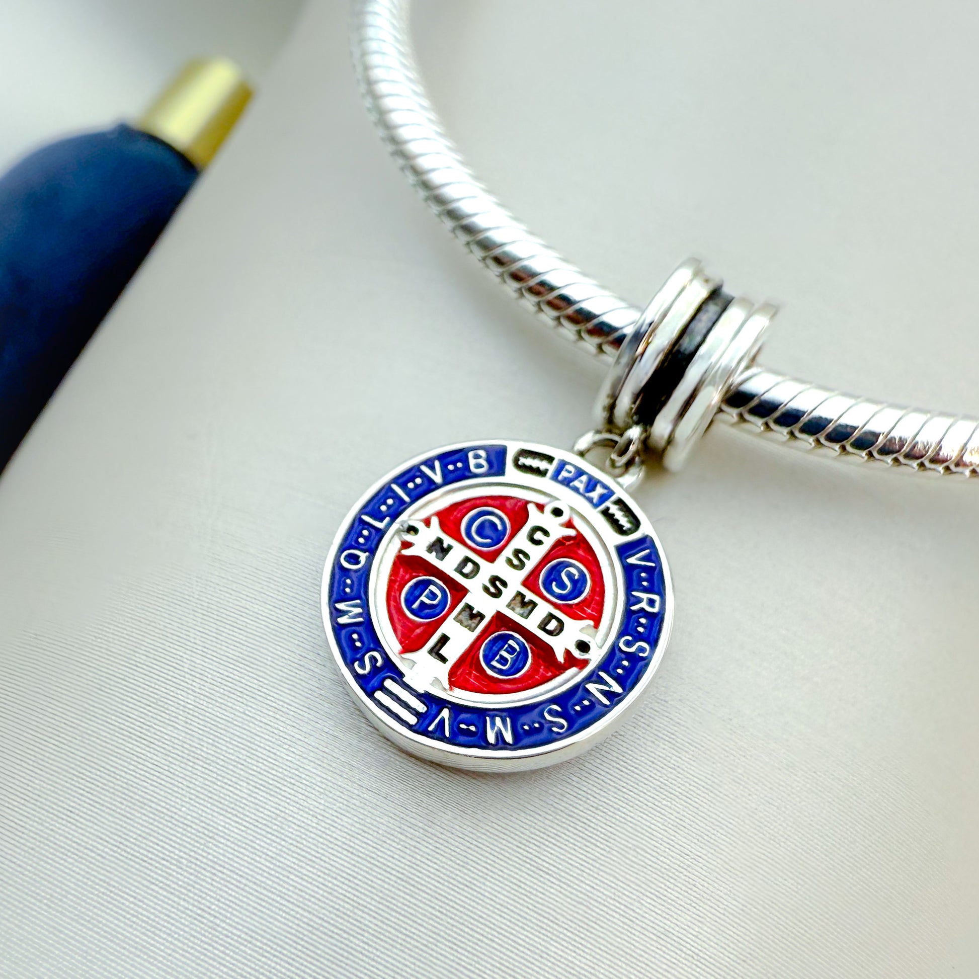 Saint Benedict Medal Charm Sterling Silver 925 Handmade in Jerusalem