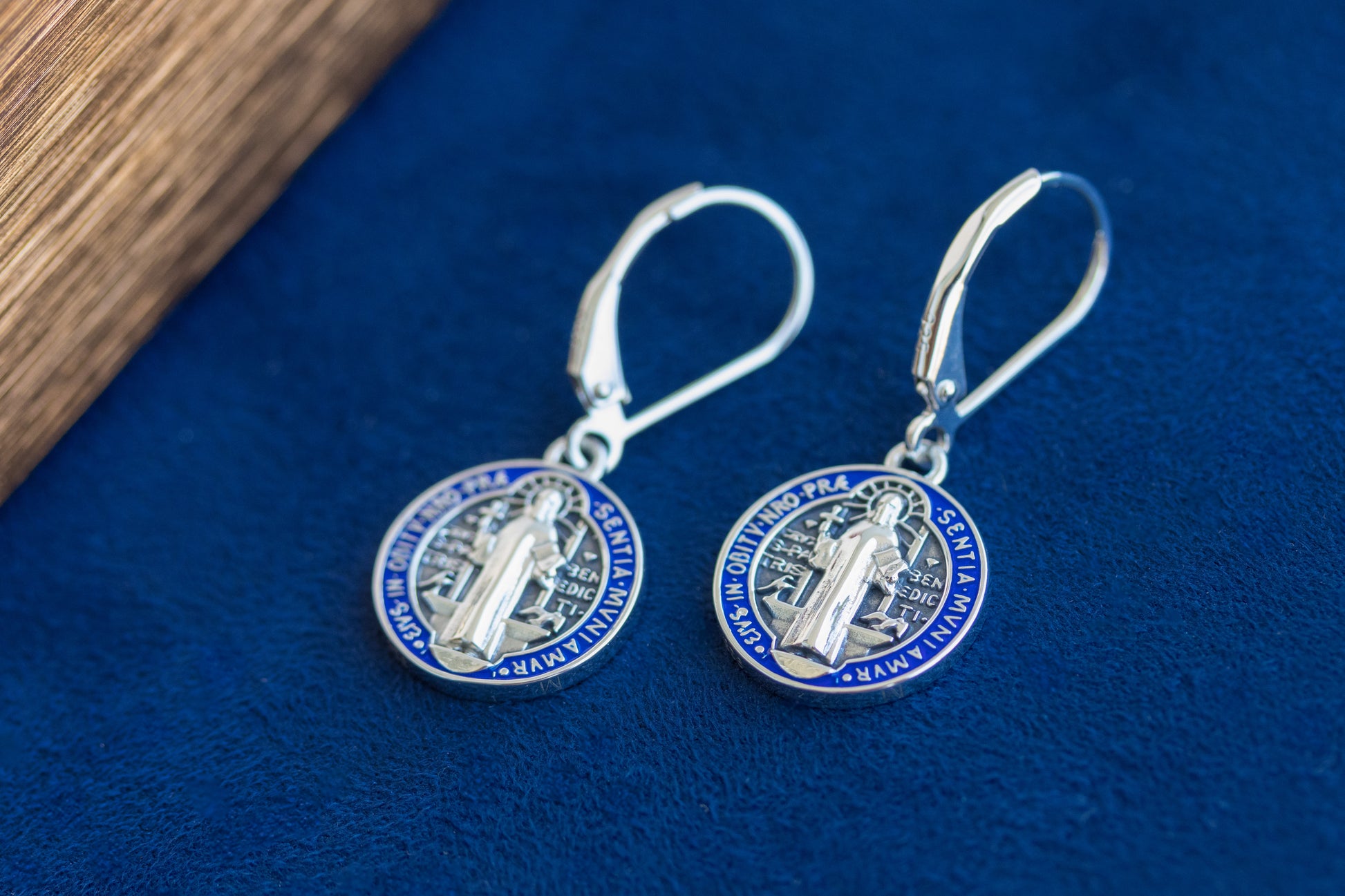 Saint Benedict Medal Earrings Sterling Silver 925 Handmade in Jerusalem