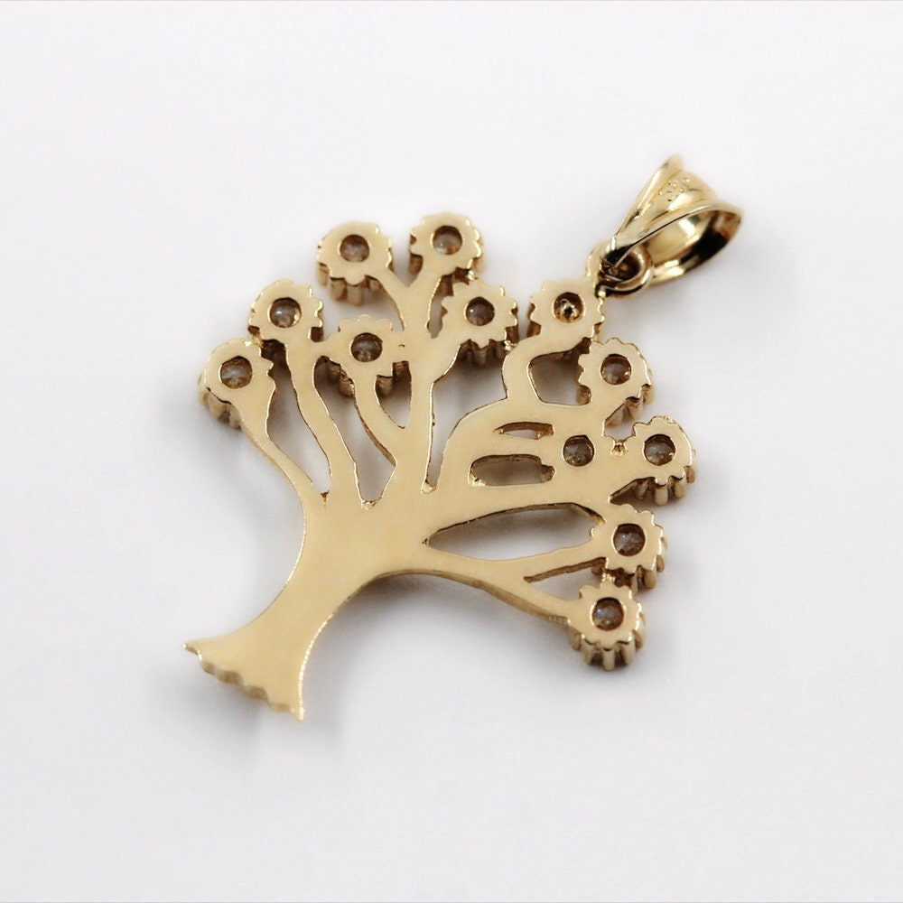 Tree of Life Pendant in 14k Gold with Zircon Accents