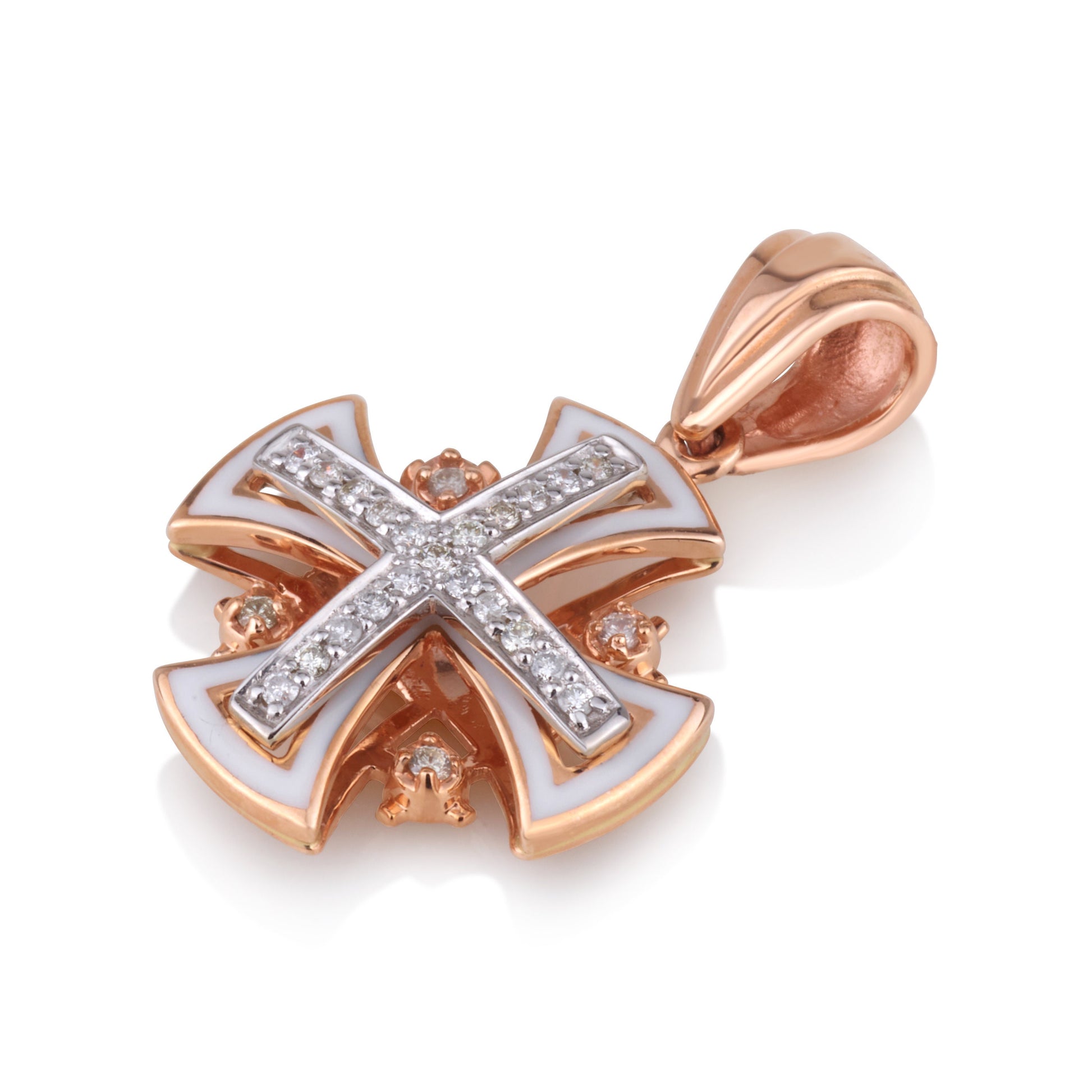 Jerusalem Cross Pendant in 14k Gold with Diamonds, Divine Sign of Faith and Hope