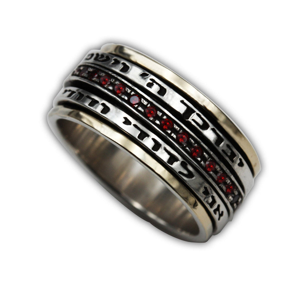 Handmade Blessing Ring with Garnet Stones for Love and Faith