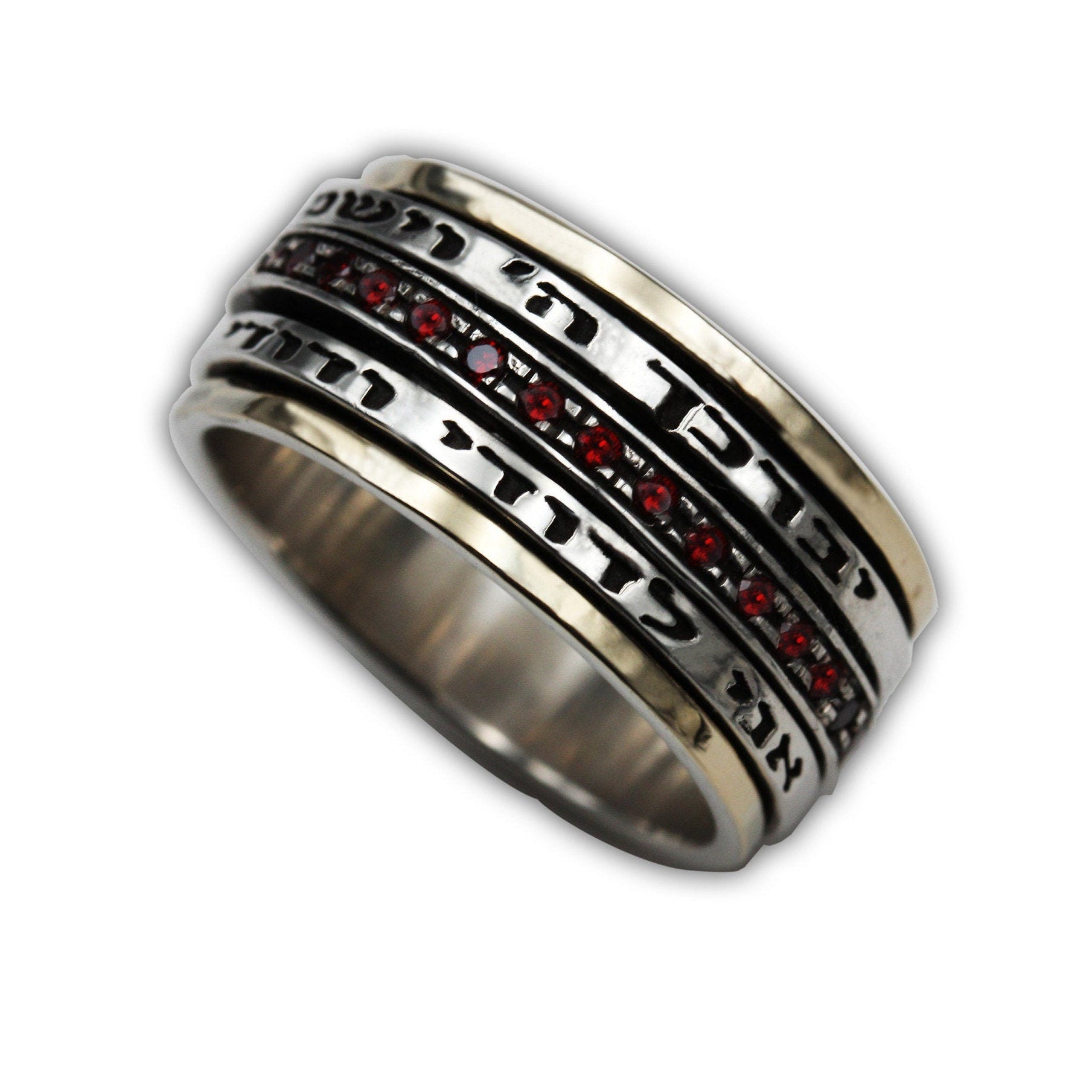 Handmade Blessing Ring with Garnet Stones for Love and Faith