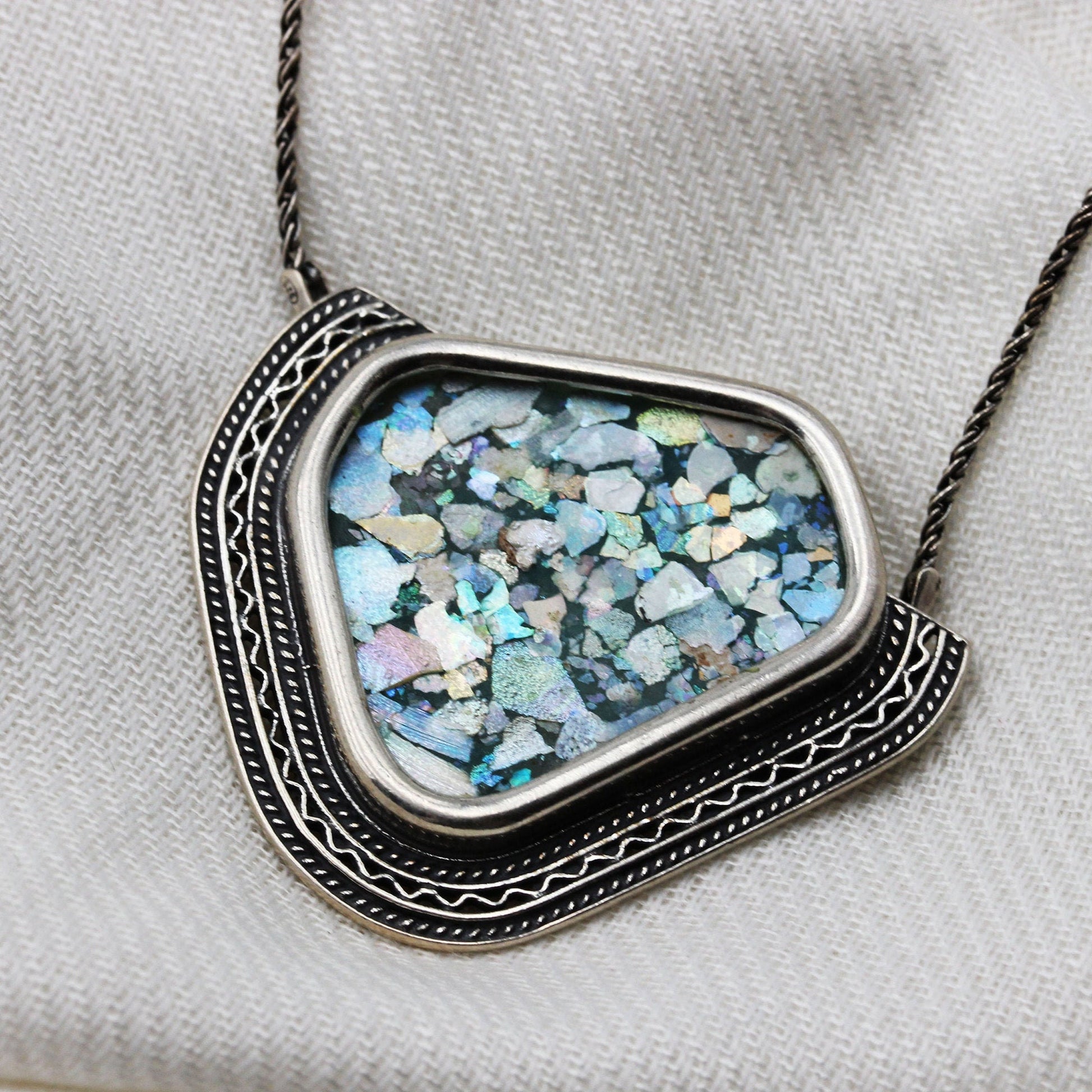 Timeless Roman Glass Necklace with Silver 925 Setting