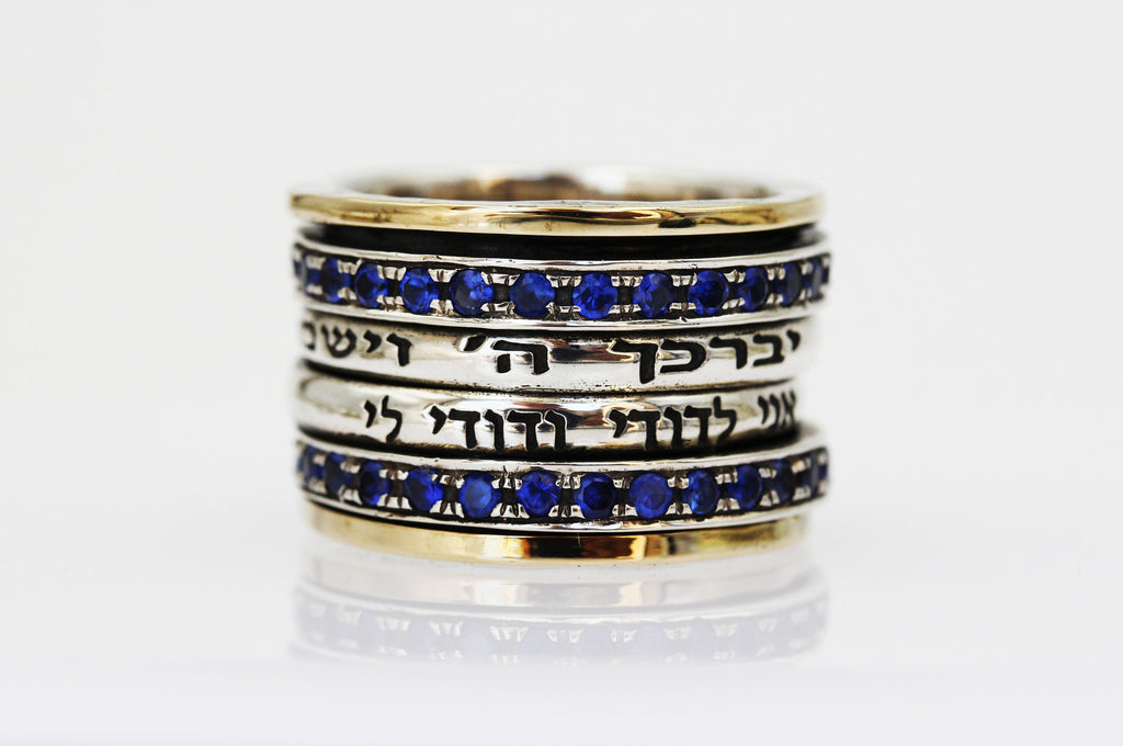 May the Lord Bless You Blue Sapphire Ring with Handcrafted Elegance