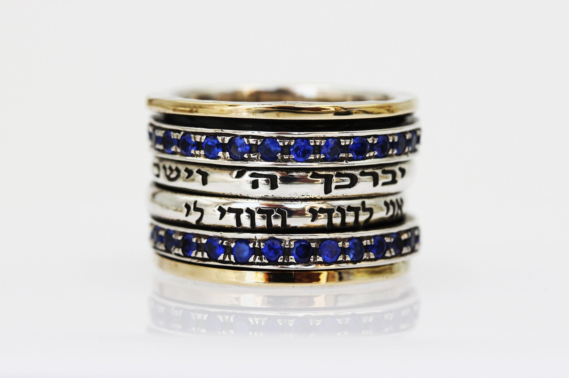 May the Lord Bless You Blue Sapphire Ring with Handcrafted Elegance