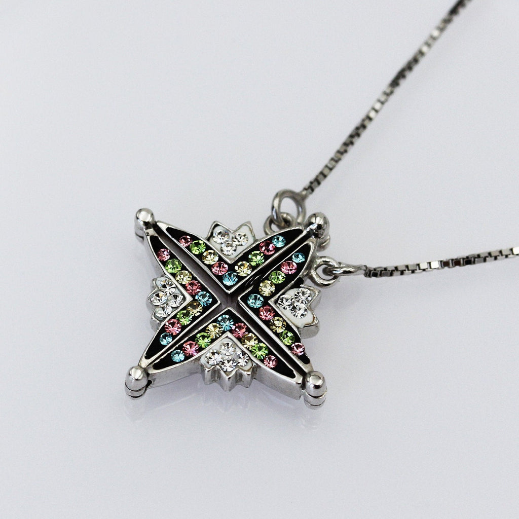 Star of Bethlehem 2-in-1 Opening Pendant in Sterling Silver with Colorful Stones