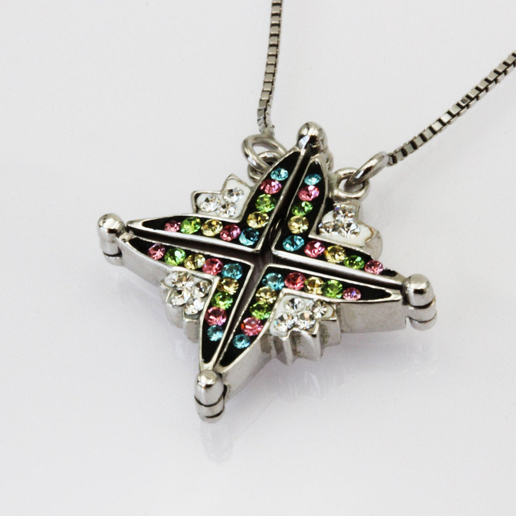 Star of Bethlehem 2-in-1 Opening Pendant in Sterling Silver with Colorful Stones