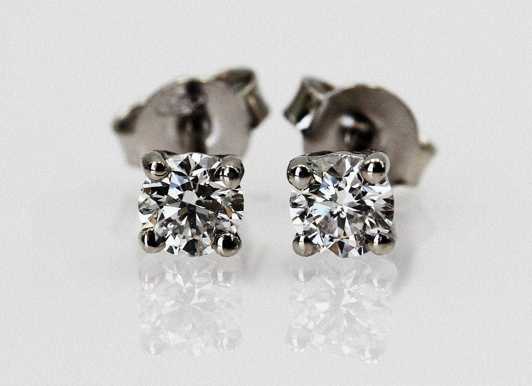 Classic Solitaire Diamond Earrings 0.50ct 14k Gold