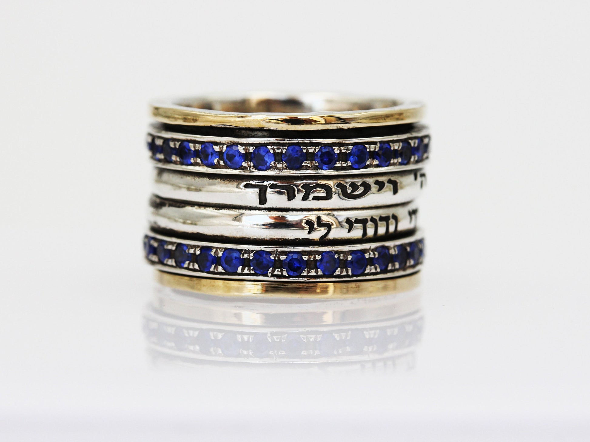May the Lord Bless You Blue Sapphire Ring with Handcrafted Elegance