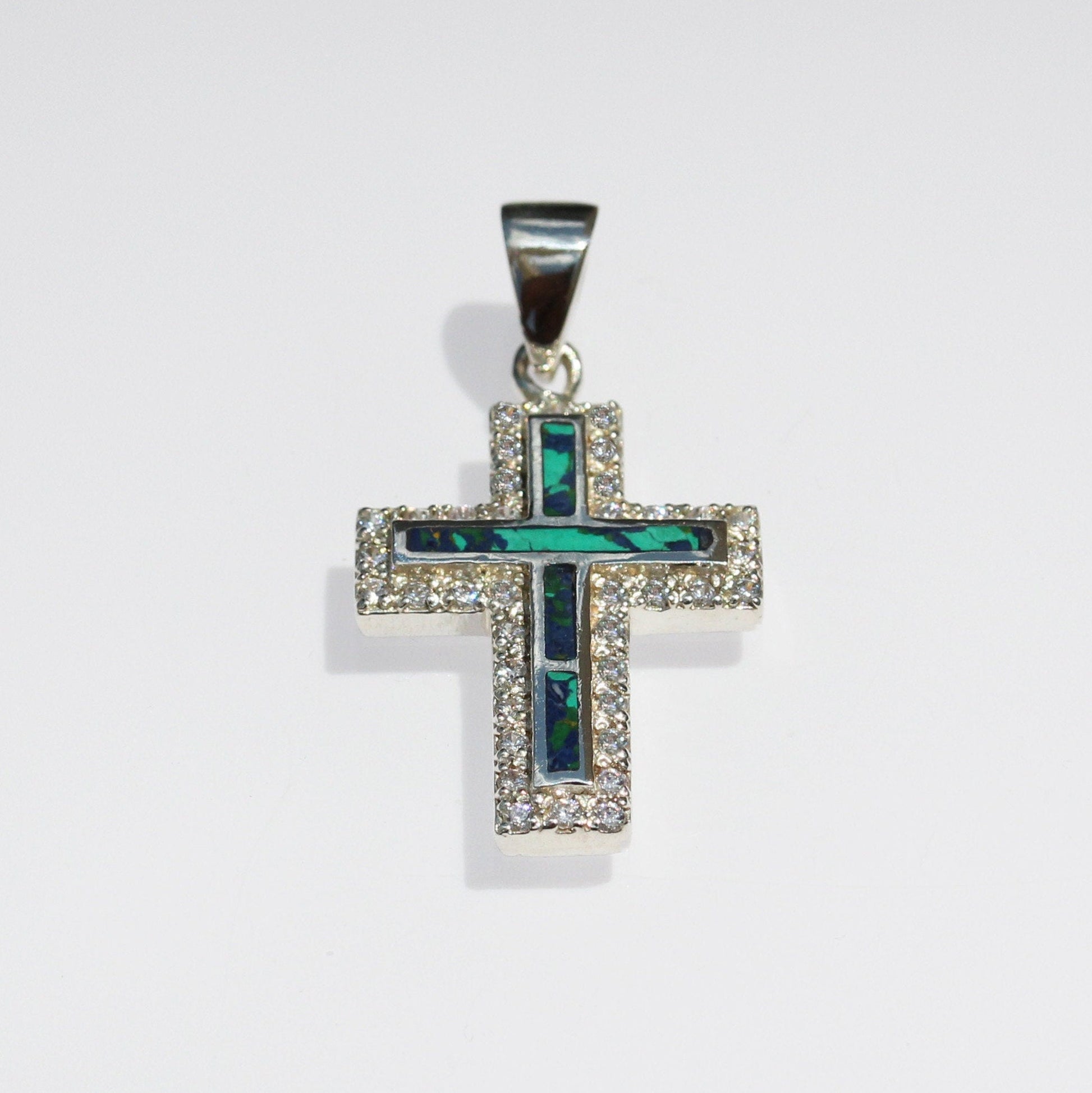 Elegant King Solomon Eilat Stone Cross with Sparkling Zirconia