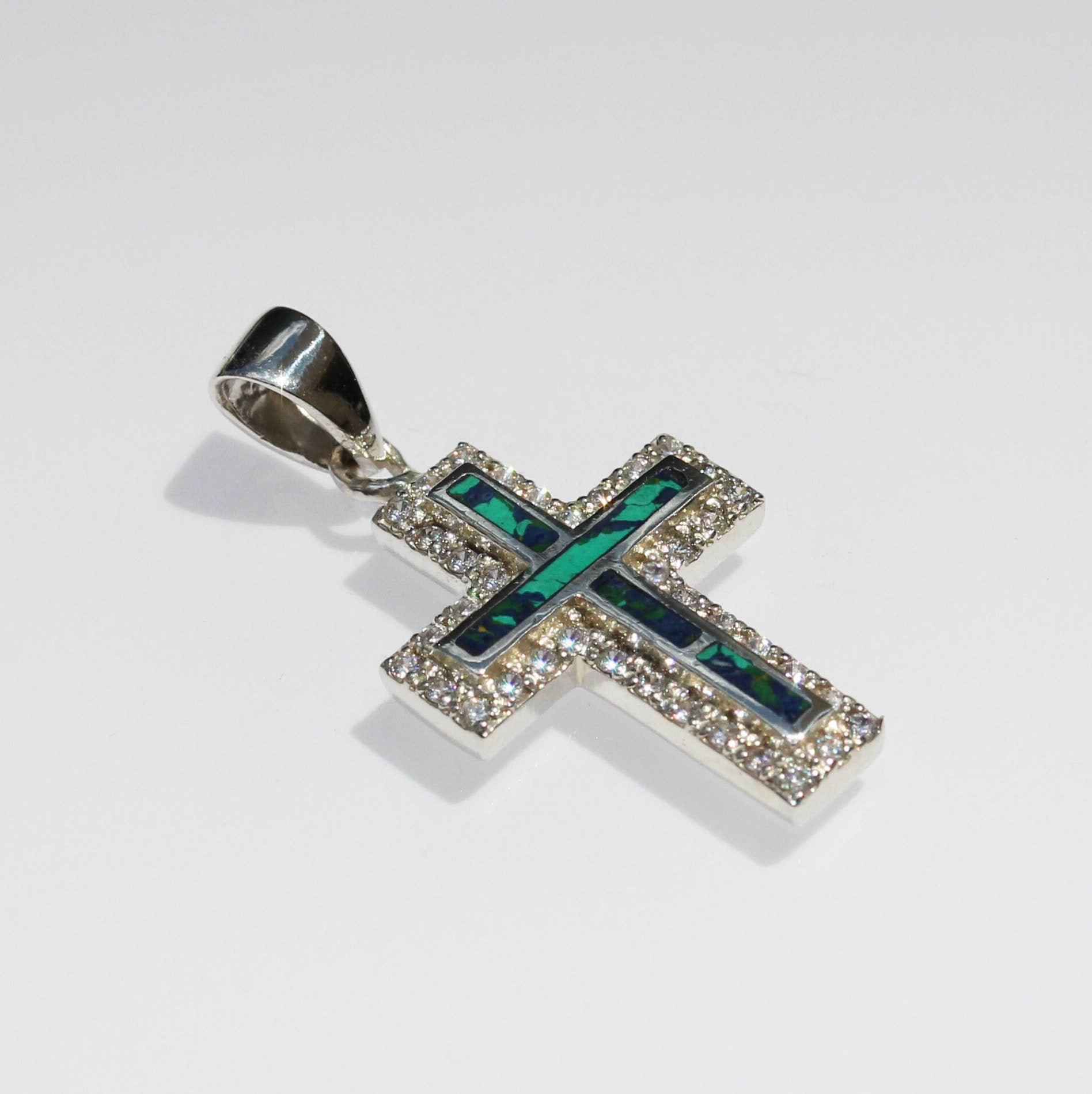 Elegant King Solomon Eilat Stone Cross with Sparkling Zirconia