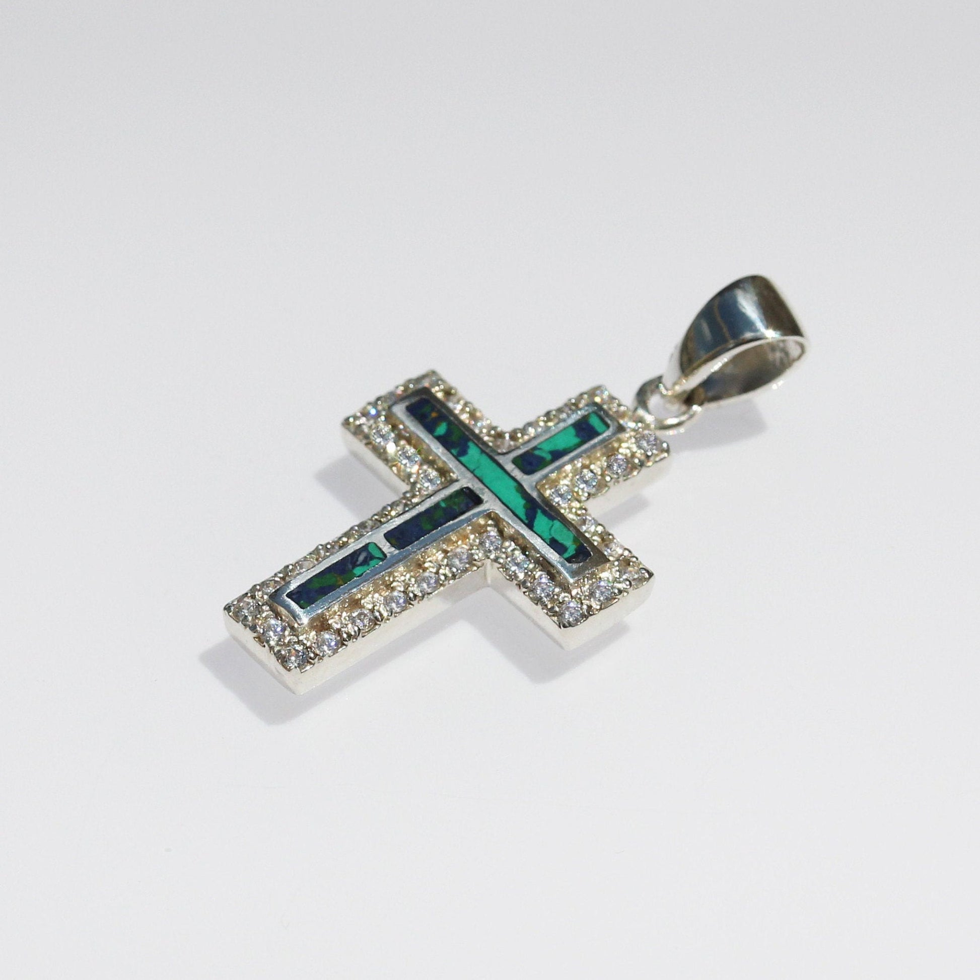 Elegant King Solomon Eilat Stone Cross with Sparkling Zirconia