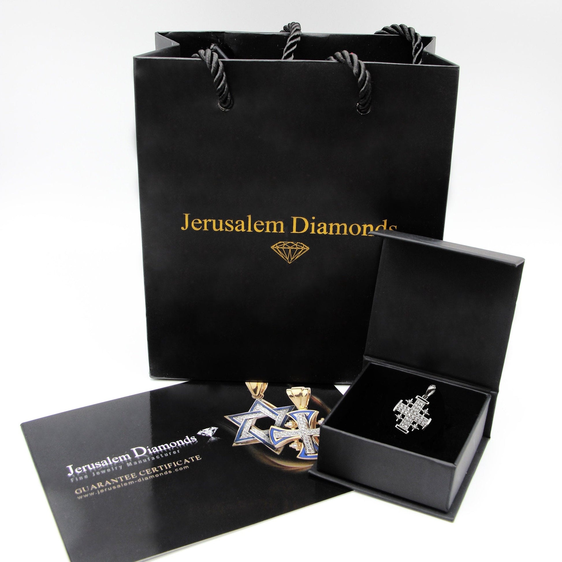 Silver 925 Jerusalem Cross Pendant with White Zircons