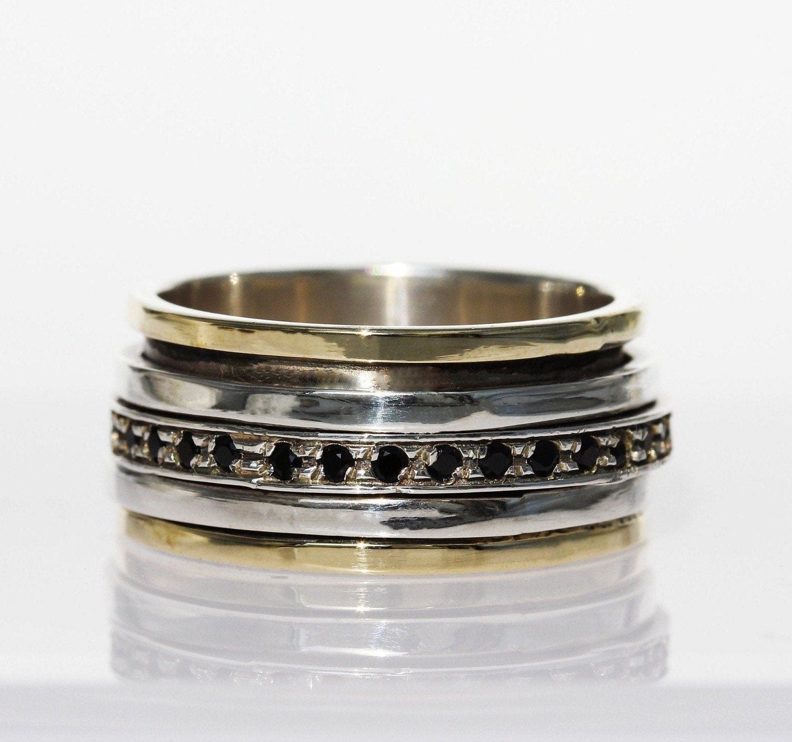 Handmade Black Onyx Blessing Ring for Strength and Love