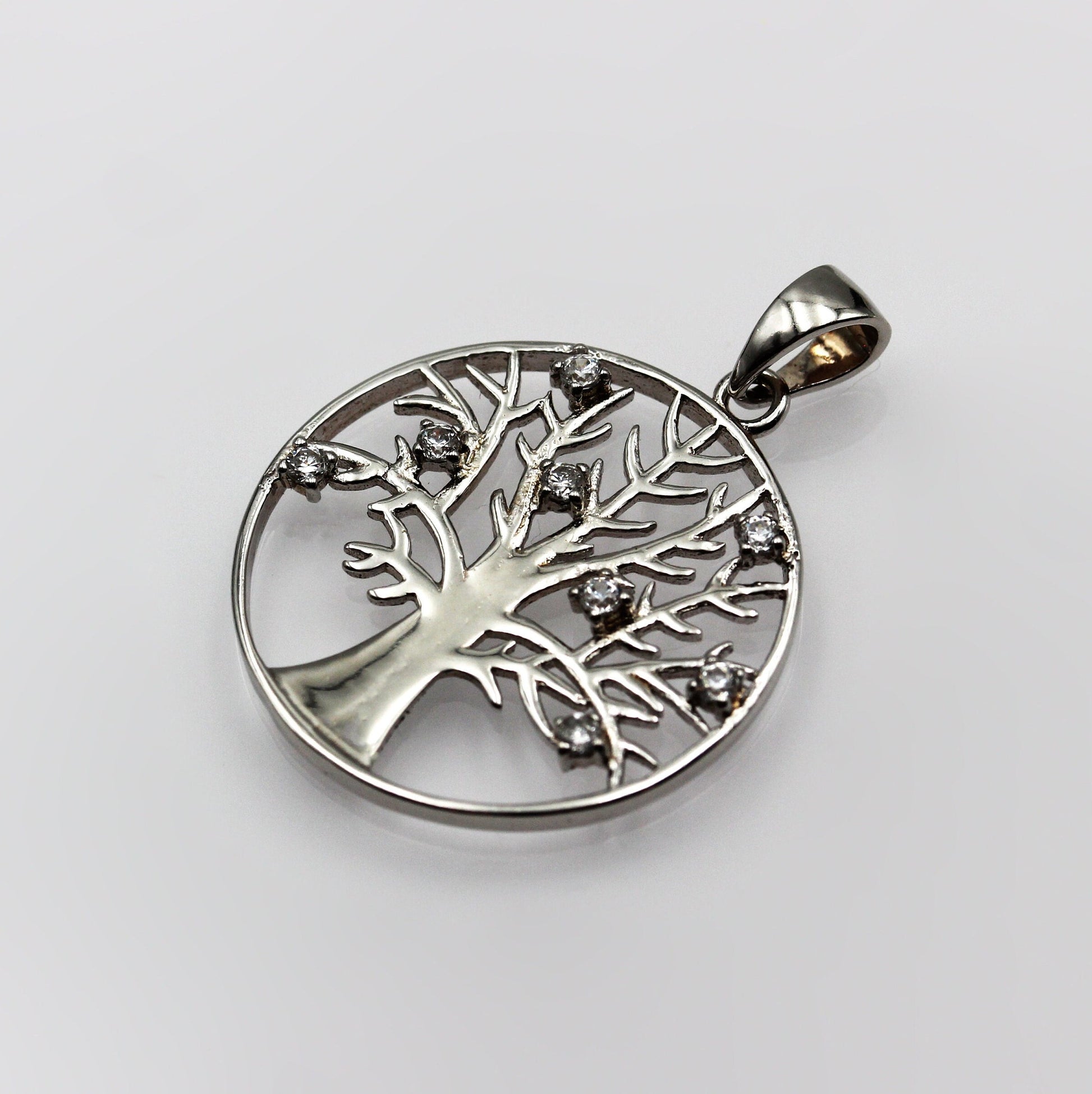 Sterling Silver Tree of Life Pendant with Zircons