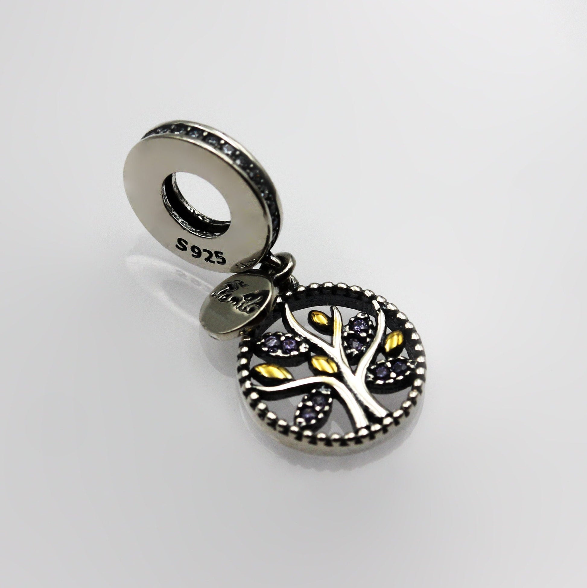 Tree of Life Pandora Charm in Silver 925 and Gold with Zirconia