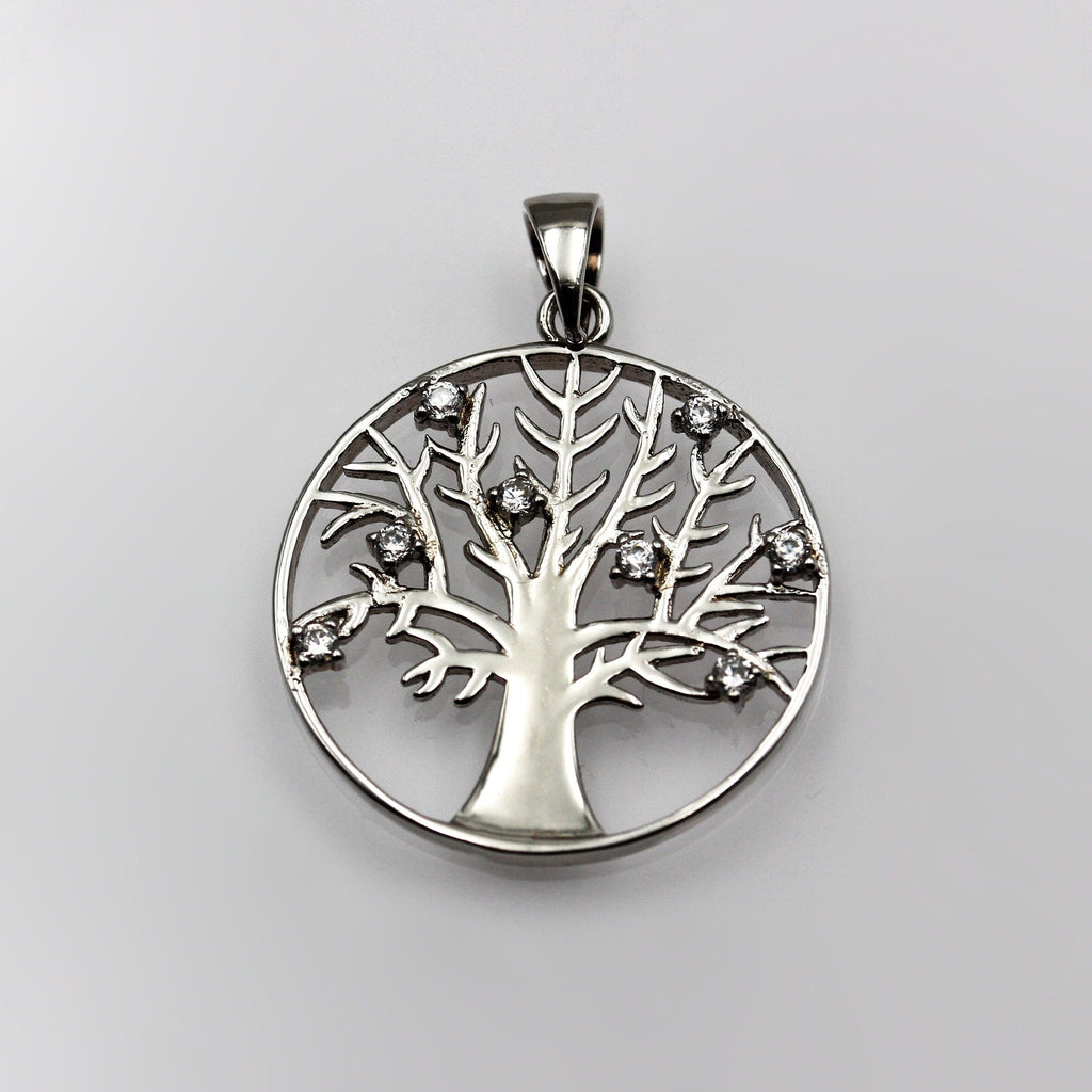 Sterling Silver Tree of Life Pendant with Zircons