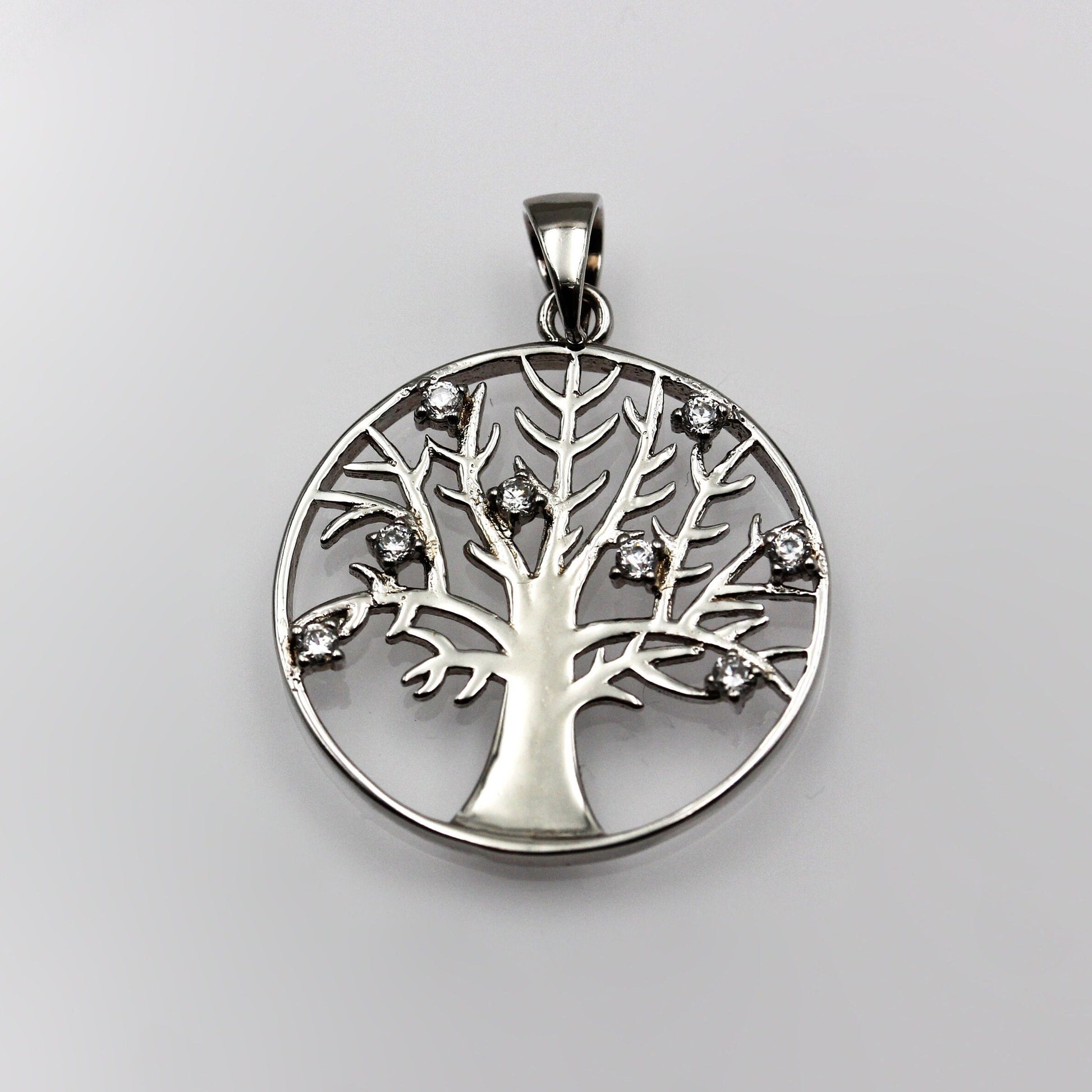 Sterling Silver Tree of Life Pendant with Zircons
