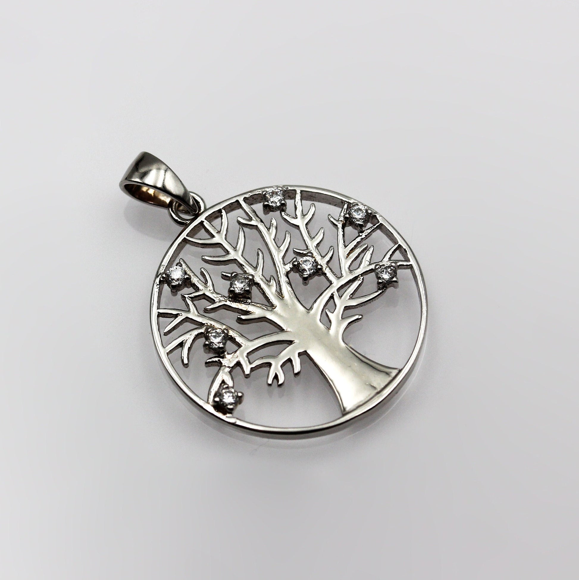 Sterling Silver Tree of Life Pendant with Zircons