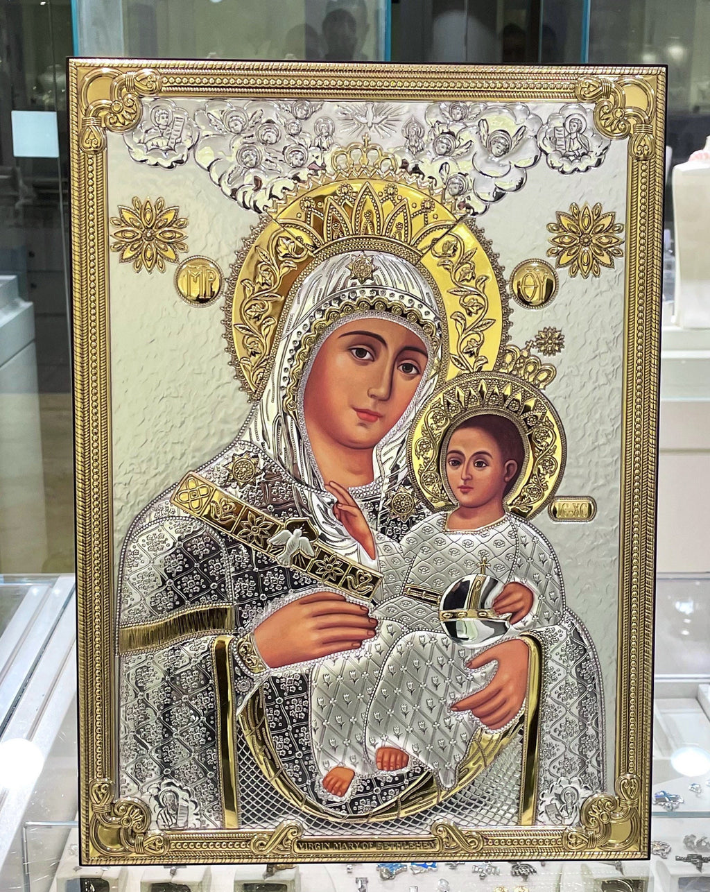 Virgin Mary of Bethlehem Icon – Silver 925 & Gold