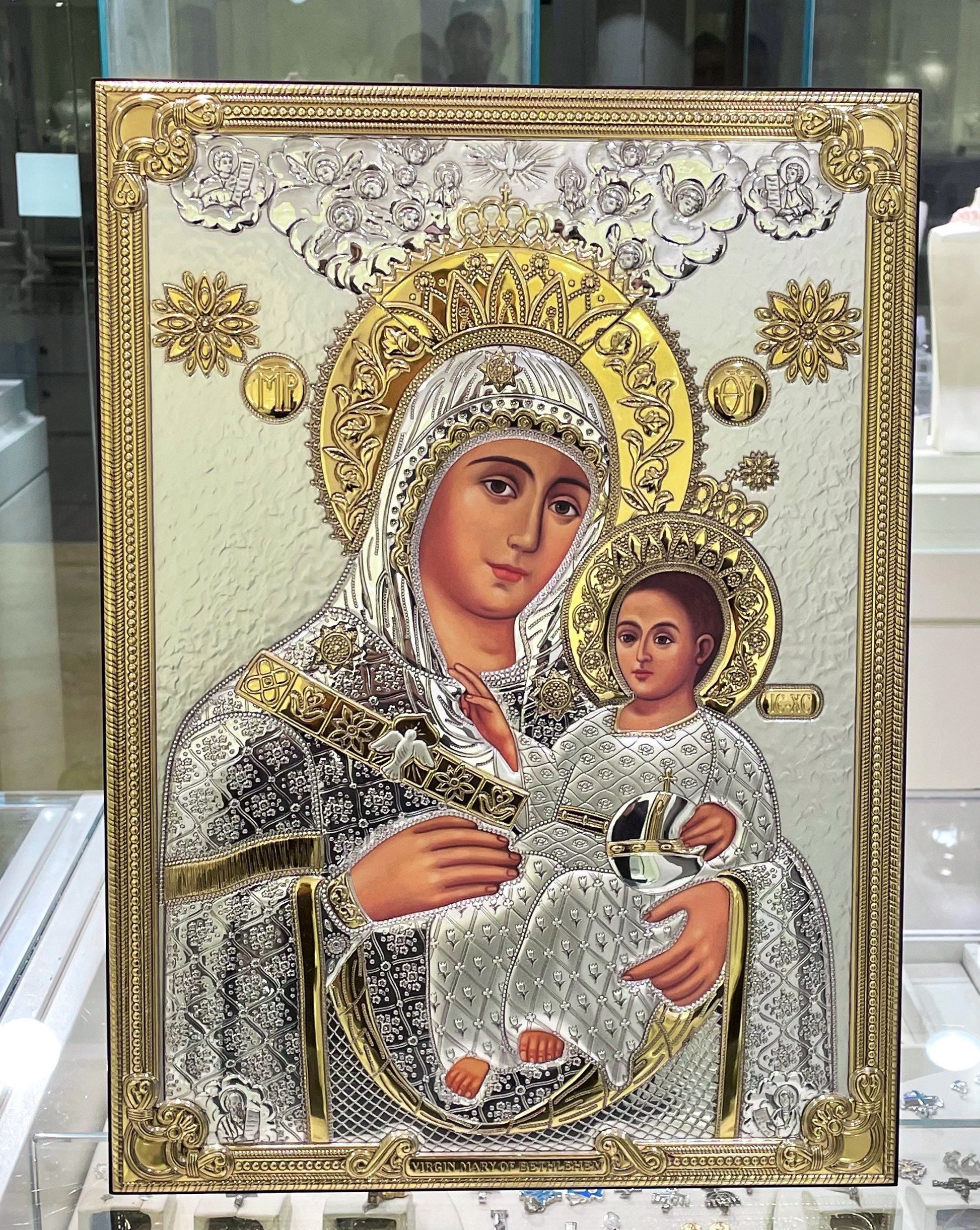 Virgin Mary of Bethlehem Icon – Silver 925 & Gold