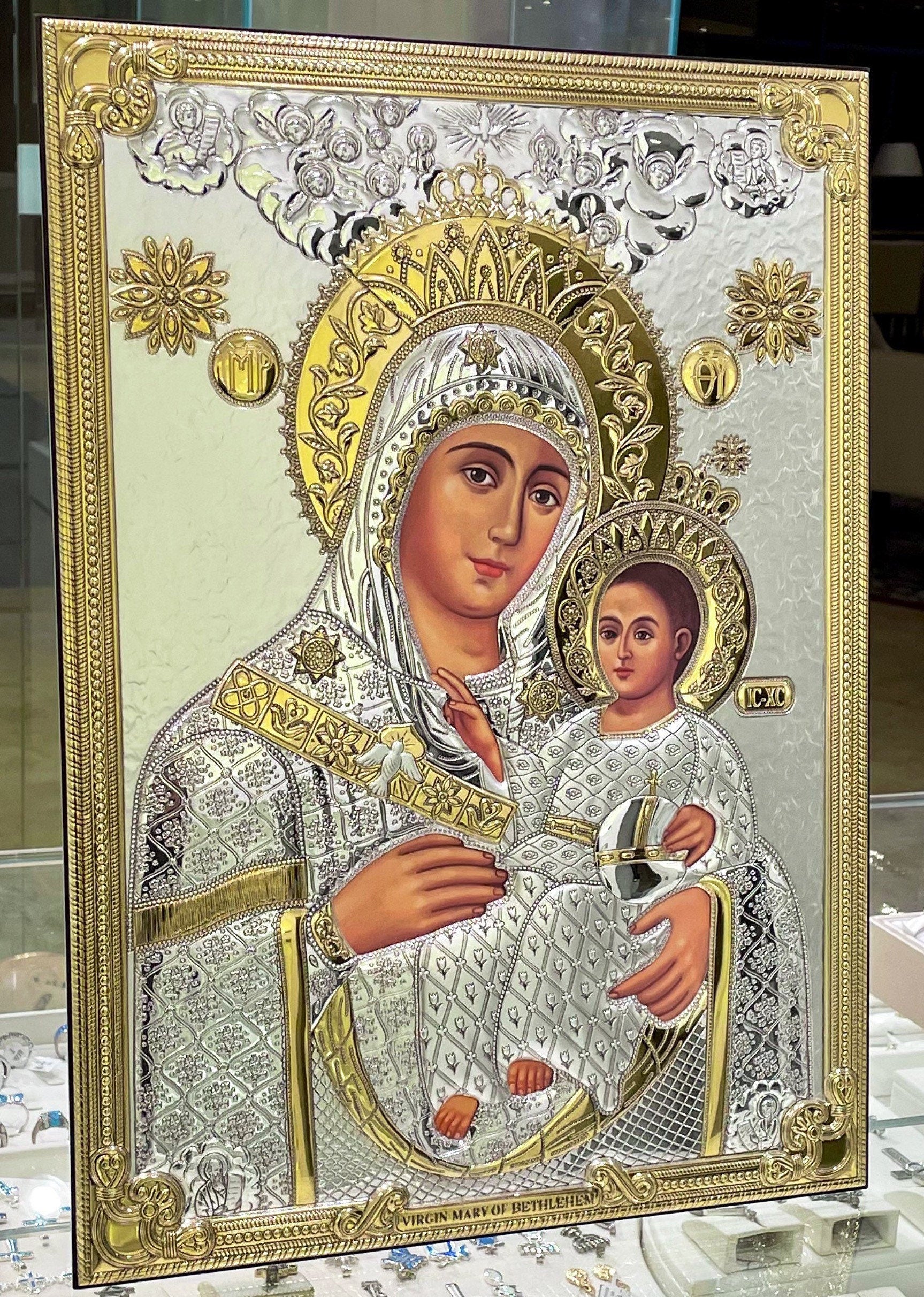 Virgin Mary of Bethlehem Icon – Silver 925 & Gold
