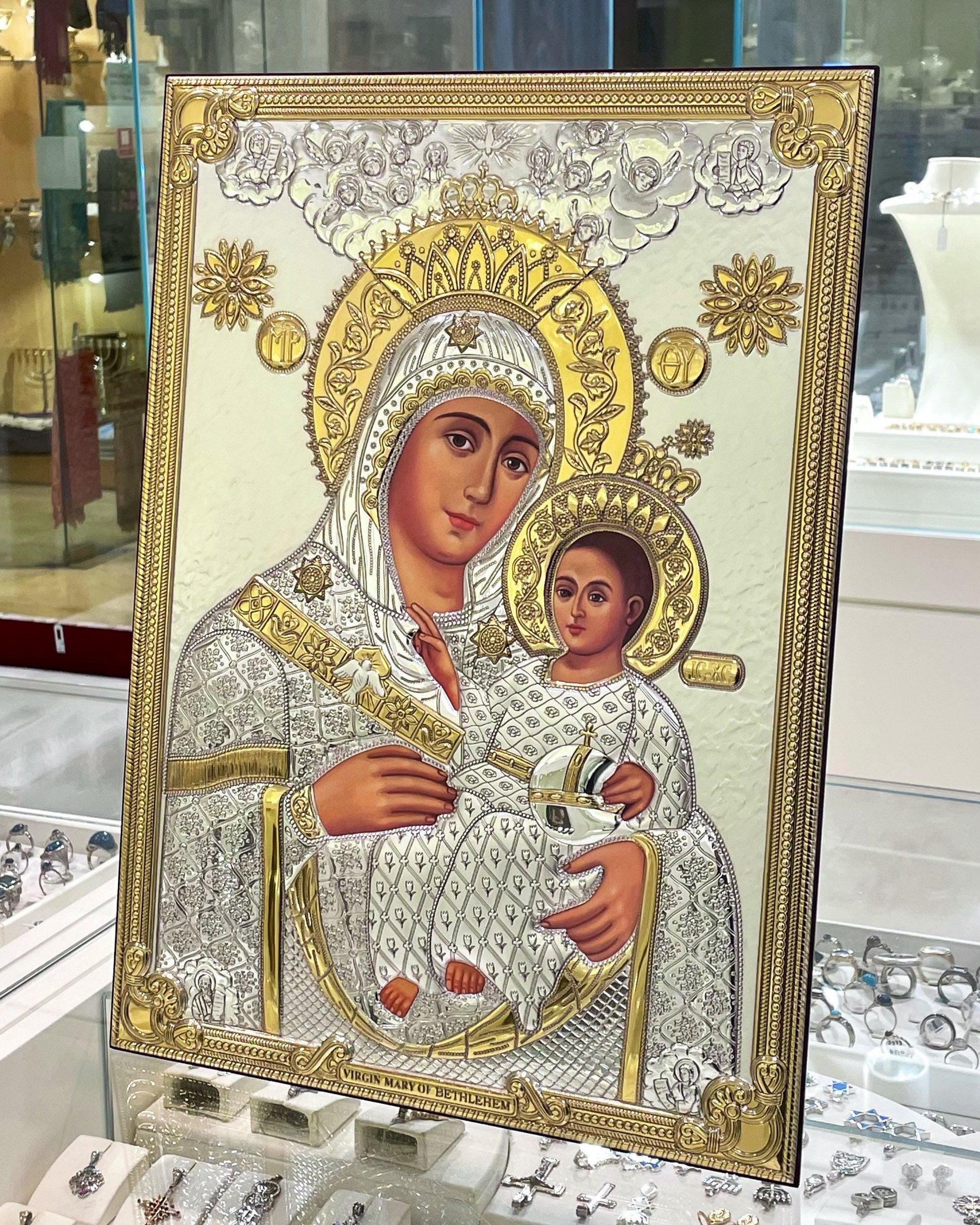 Virgin Mary of Bethlehem Icon – Silver 925 & Gold