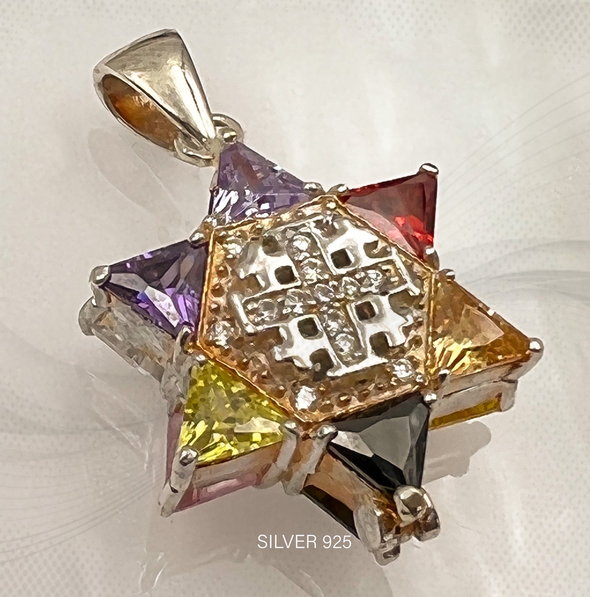 Double Sided David Star Opening Pendant with Jerusalem Cross