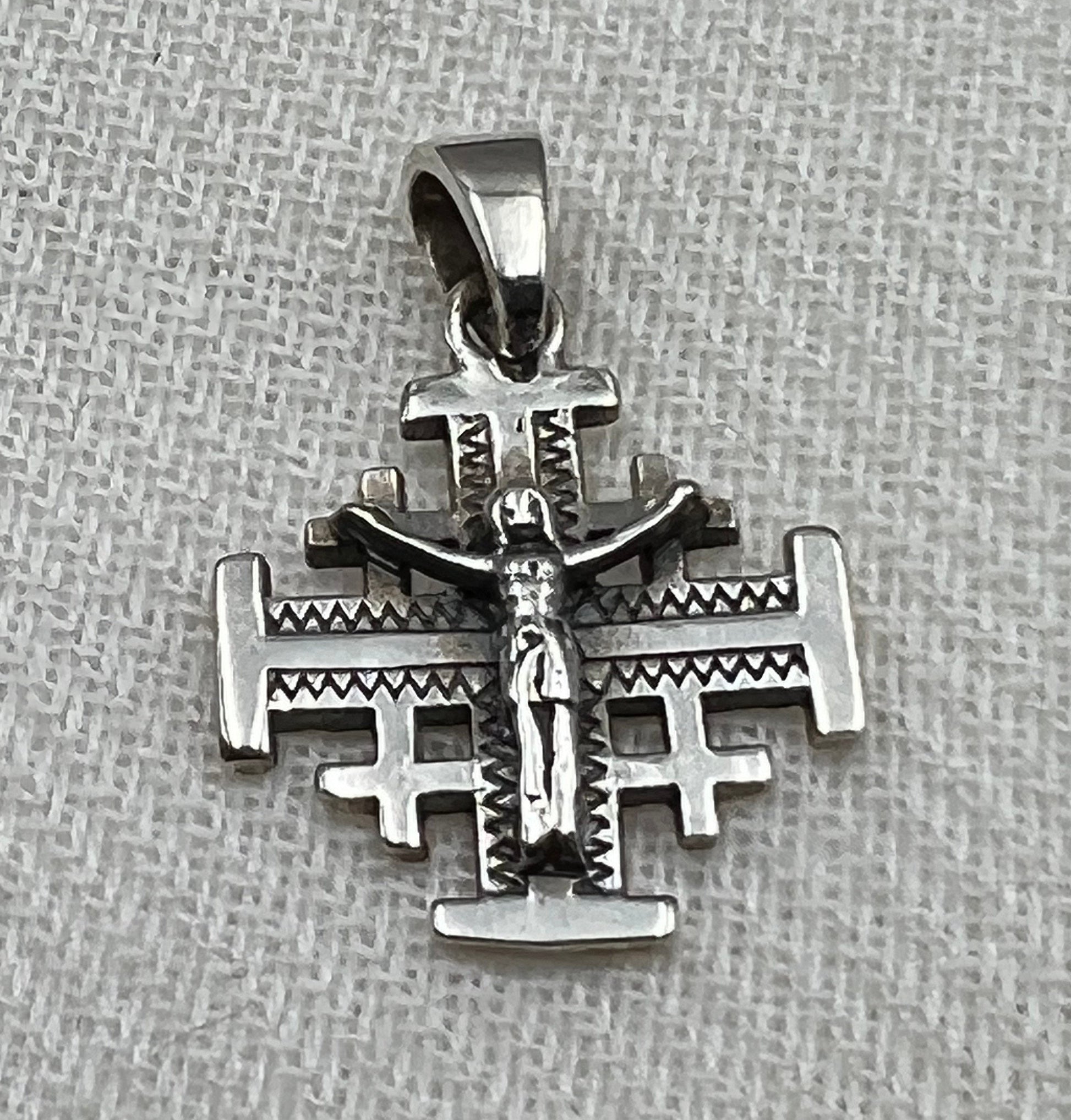 Jerusalem Cross with Jesus Pendant in Silver 925