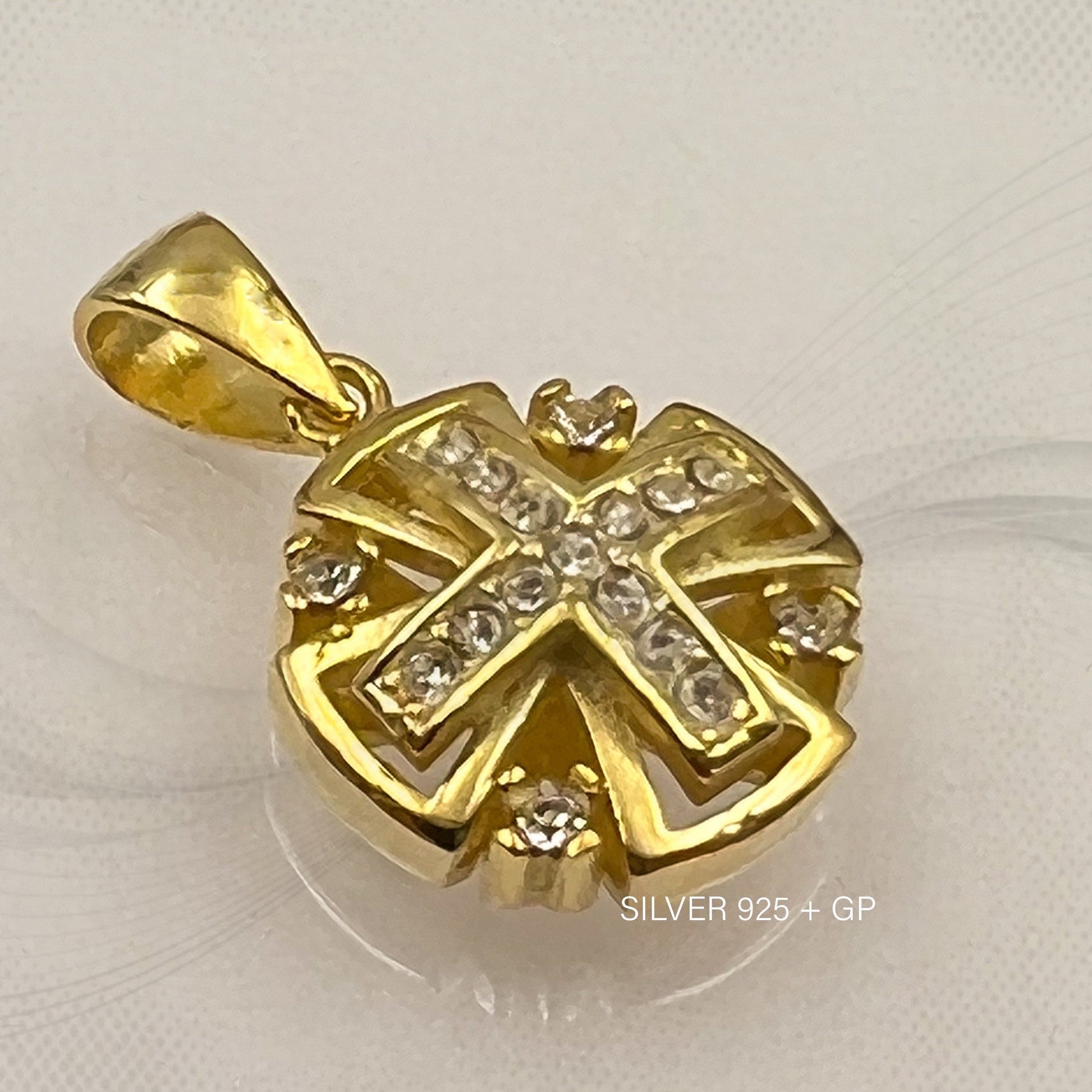 Sacred Jerusalem Cross Necklace in Silver 925 and Gold Accent