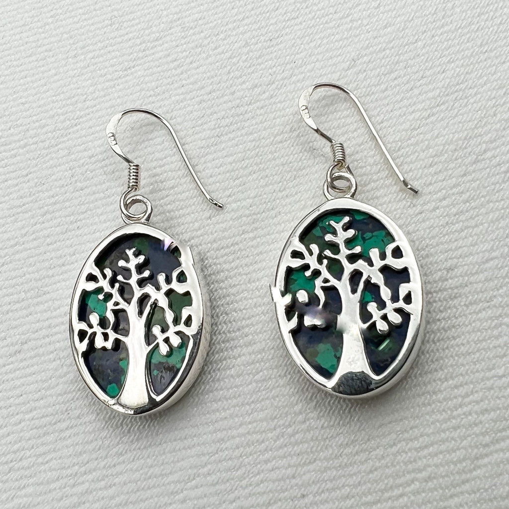 Tree of Life Earrings with Eilat Stone (King Solomon Stone) in Sterling Silver 925