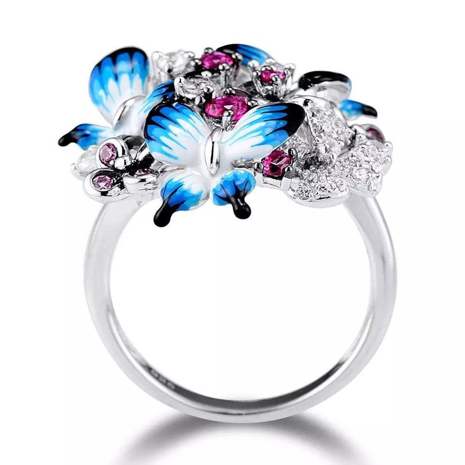 Elegant Colorful Butterfly Ring