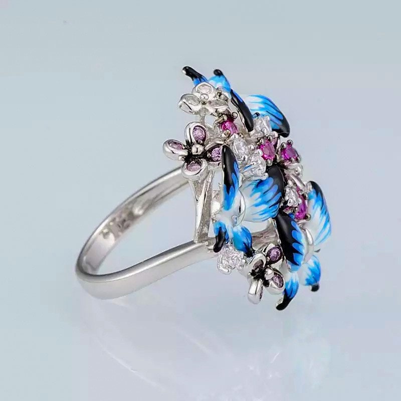 Elegant Colorful Butterfly Ring