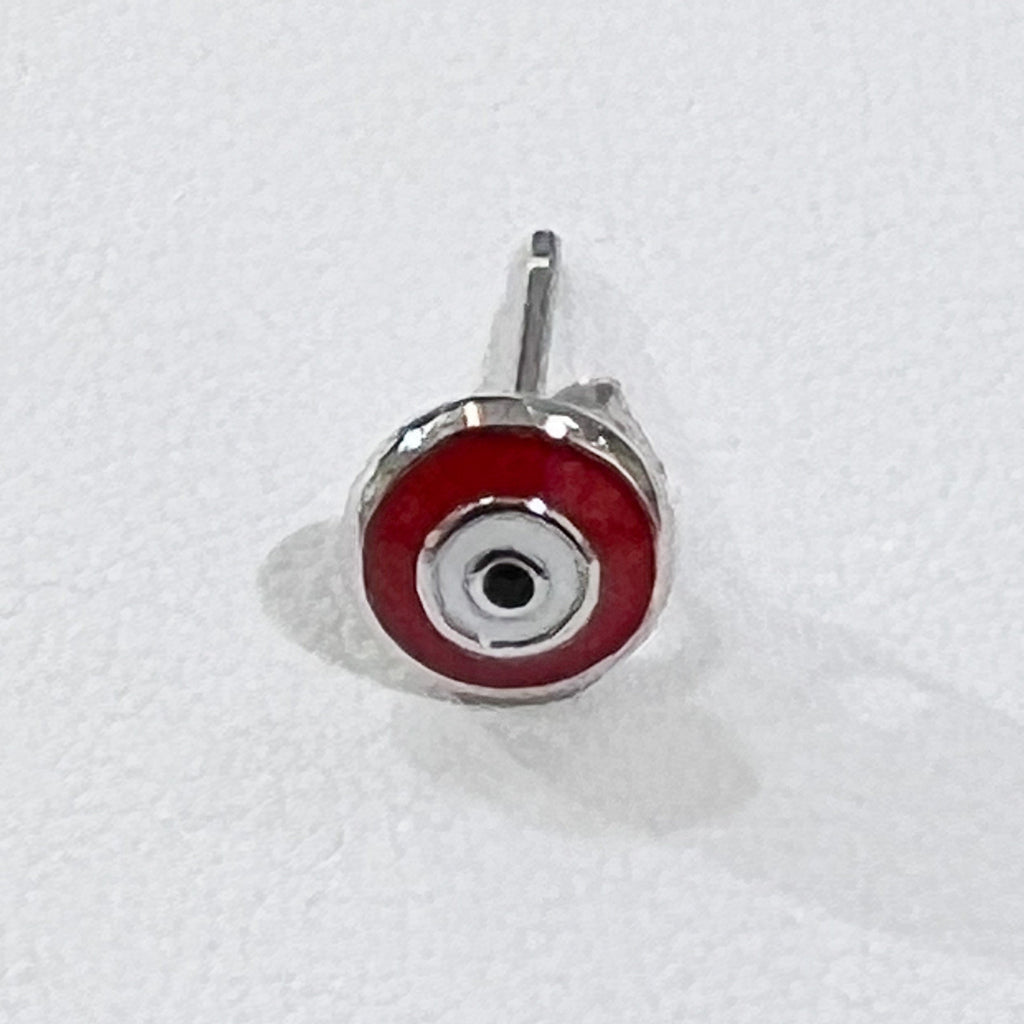 Red Enamel Guardian Eye Stud Earring in Silver 925