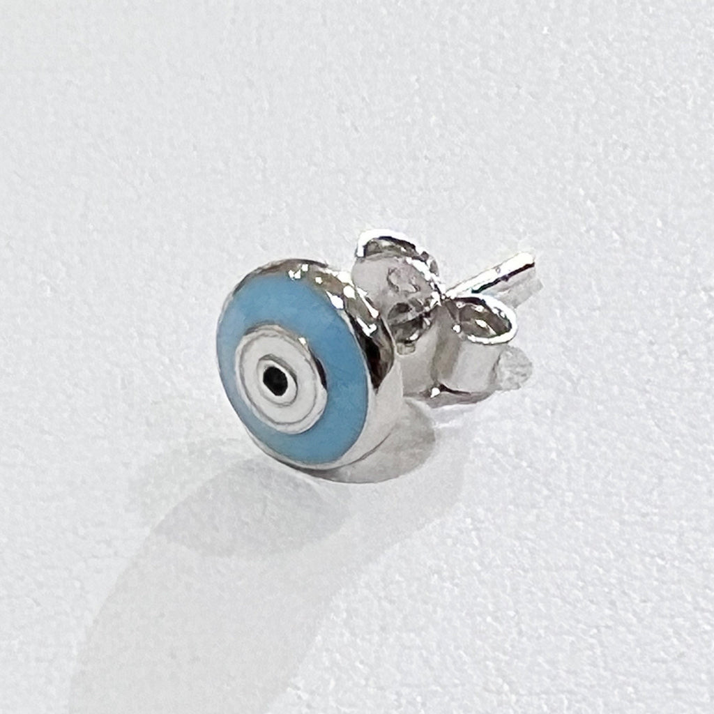 Turquoise Enamel Guardian Eye Stud Earring in Silver 925