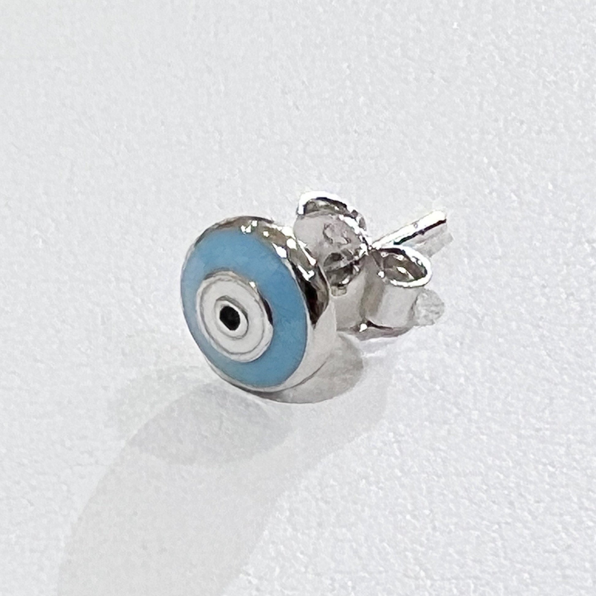 Turquoise Enamel Guardian Eye Stud Earring in Silver 925