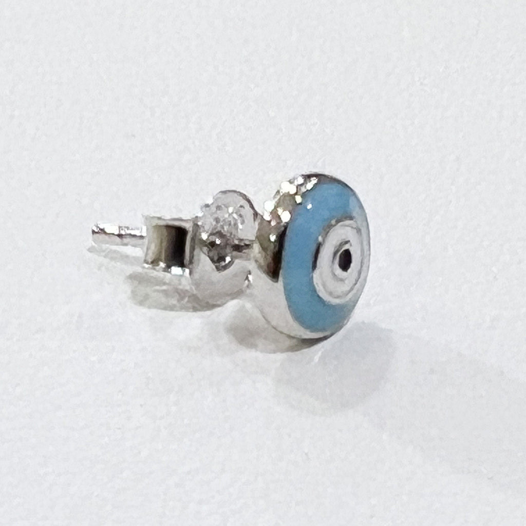 Turquoise Enamel Guardian Eye Stud Earring in Silver 925