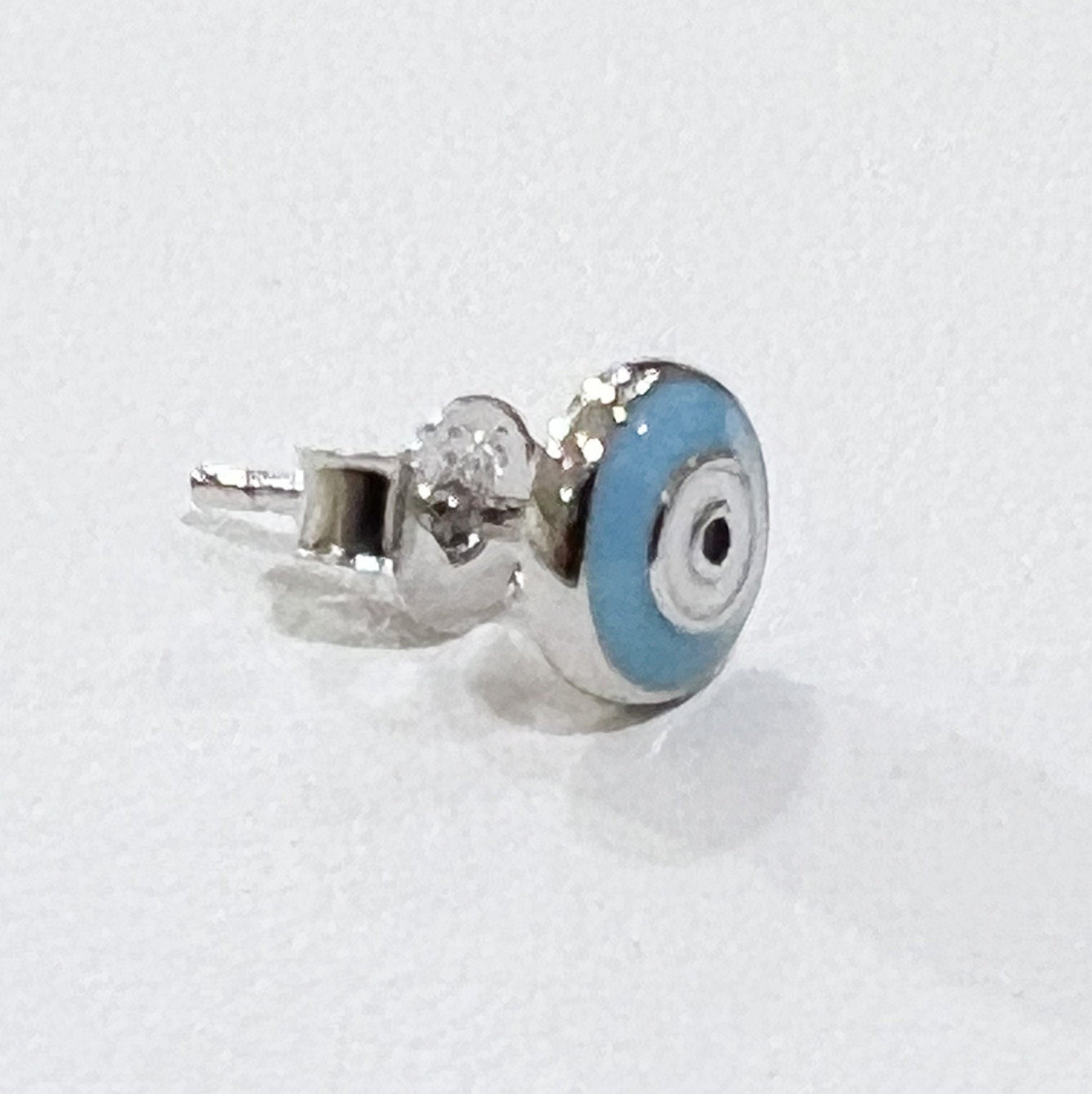 Turquoise Enamel Guardian Eye Stud Earring in Silver 925