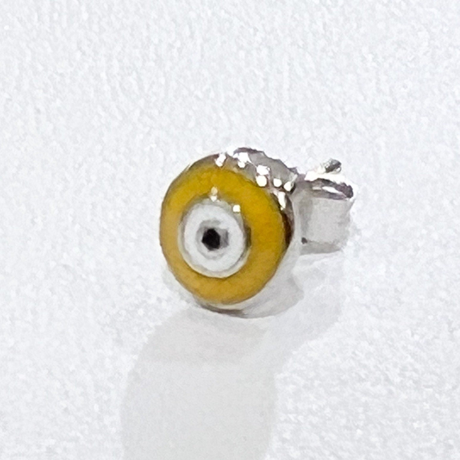 Yellow Enamel Guardian Eye Stud Earring in Silver 925